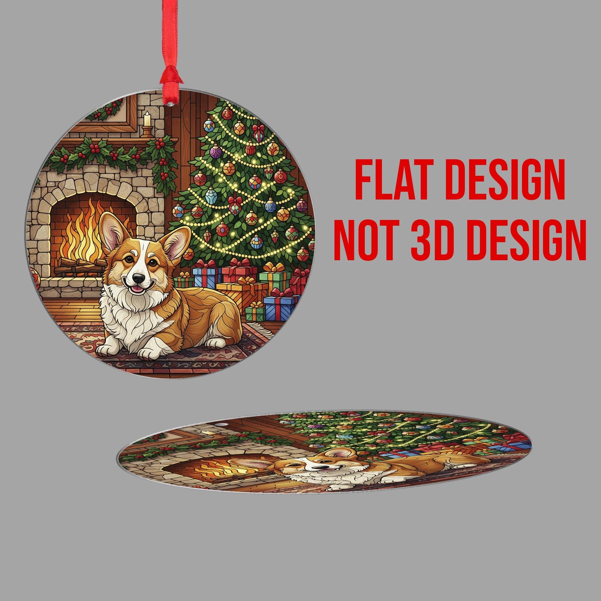 Corgi Christmas Ornament: Double-Sided Dog Holiday Decoration