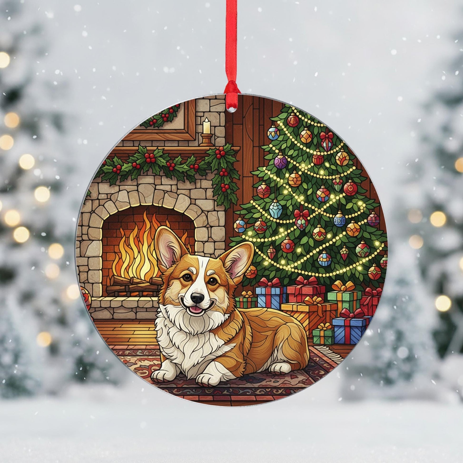 Corgi Christmas Ornament: Double-Sided Dog Holiday Decoration