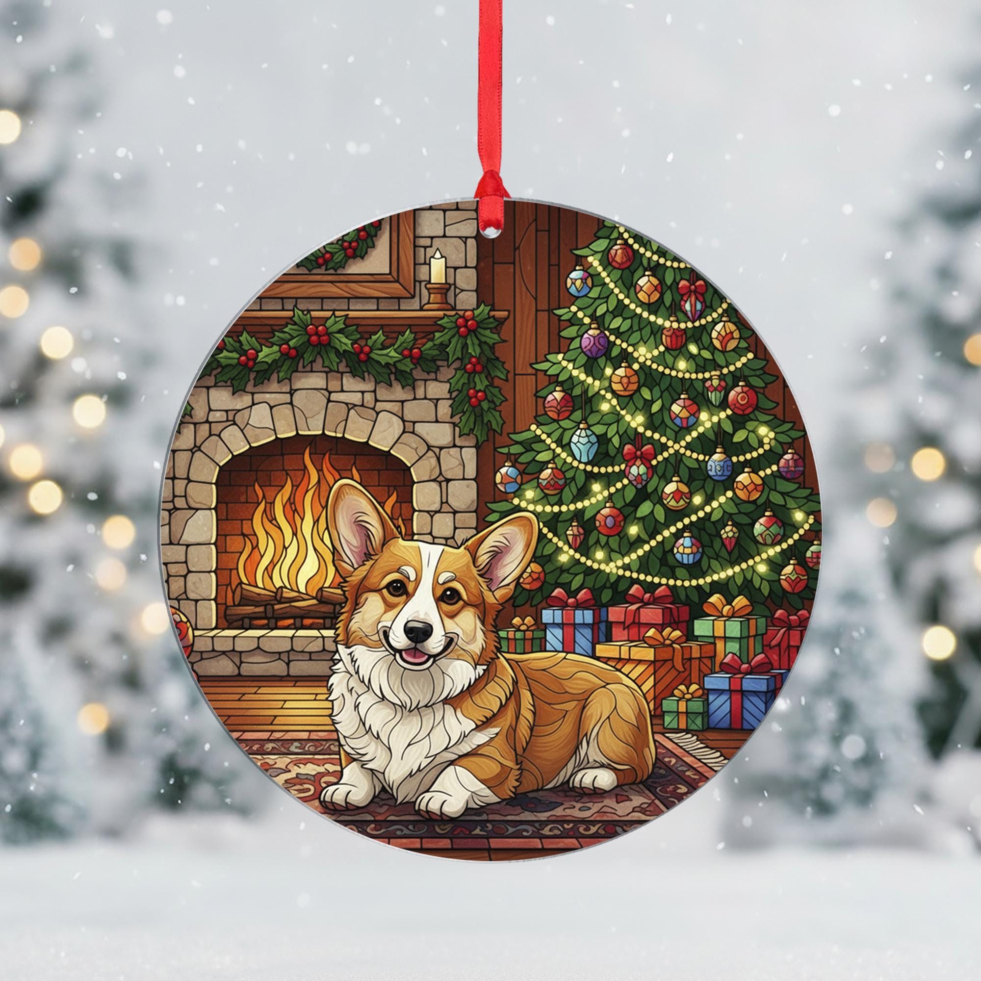 Corgi Christmas Ornament: Double-Sided Dog Holiday Decoration