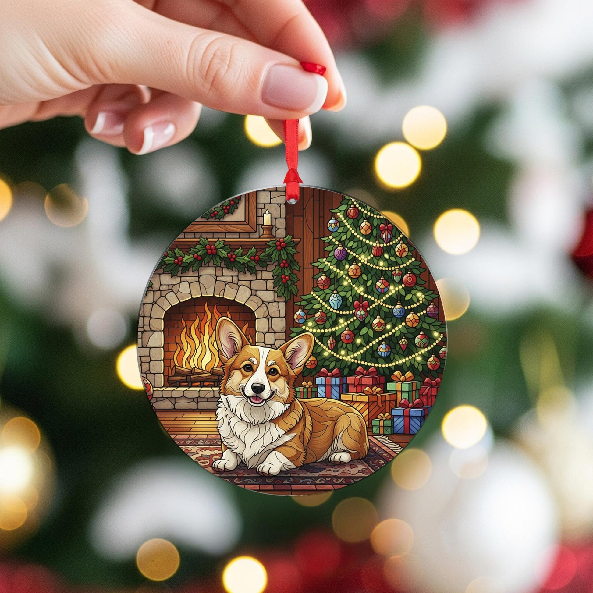 Corgi Christmas Ornament: Double-Sided Dog Holiday Decoration