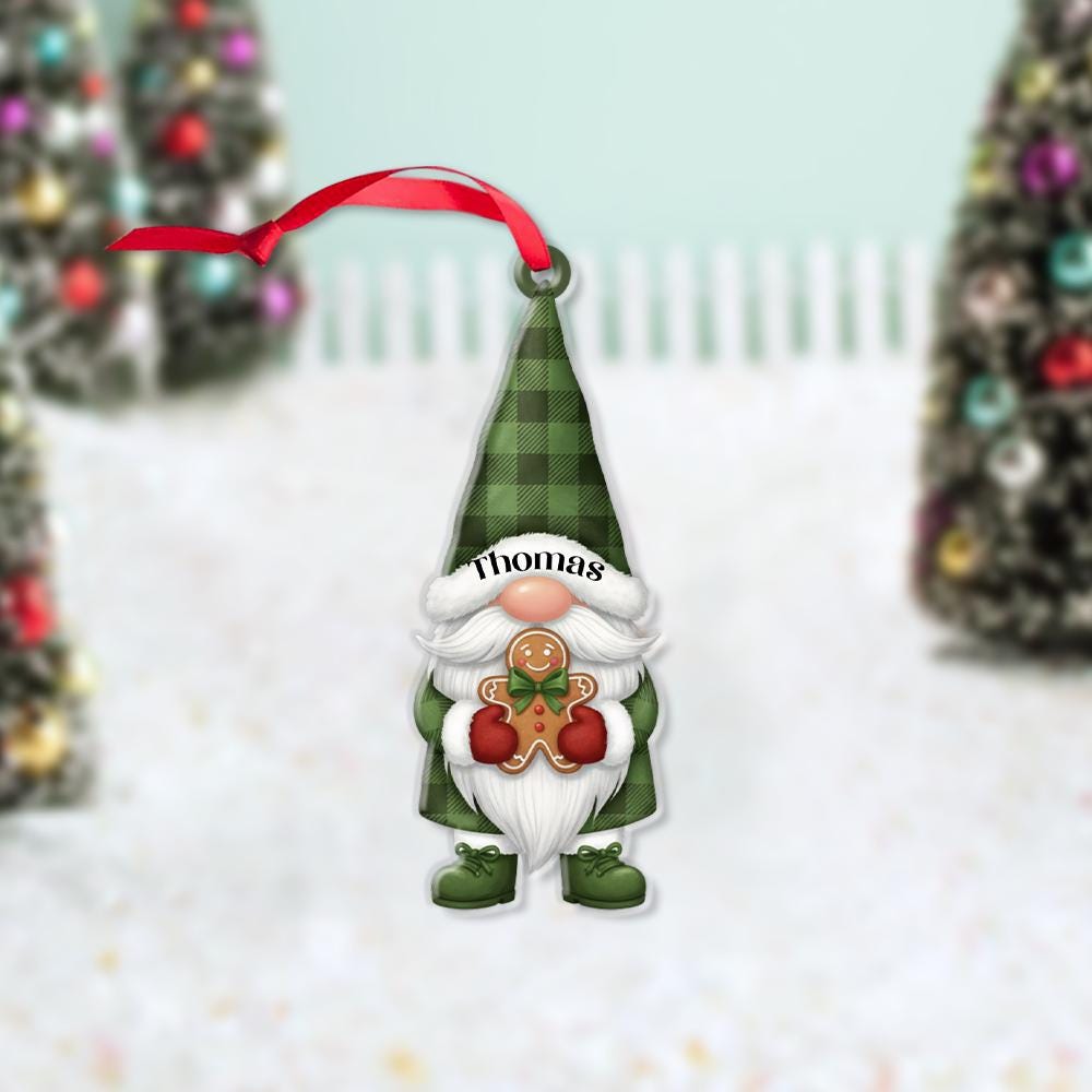 Custom Christmas Ornament Gnome Style Personalized Holiday Tree Decoration