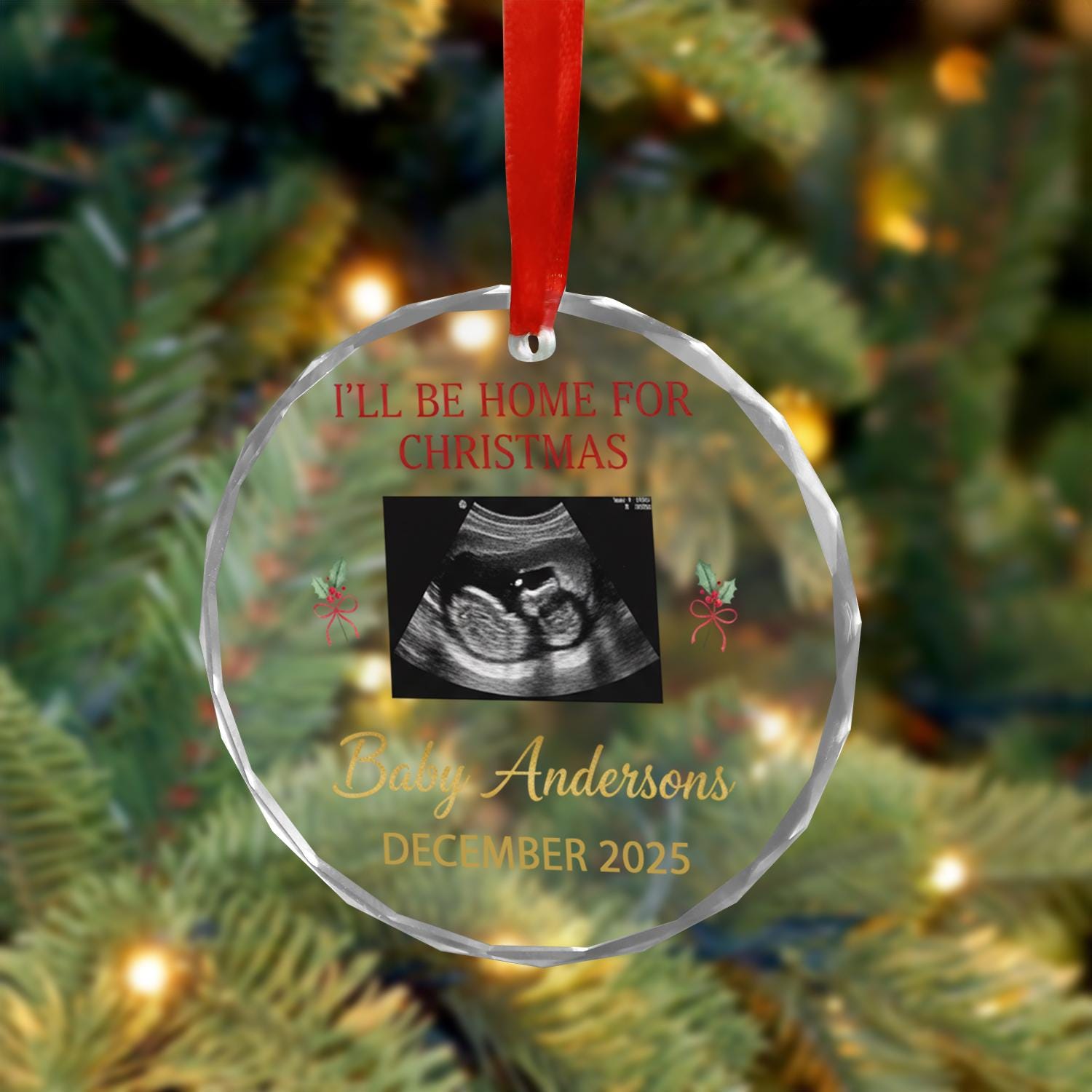 Custom Baby Ultrasound Christmas Ornament • Personalized Pregnancy Announcement Decoration • Due Date Keepsake December 2025