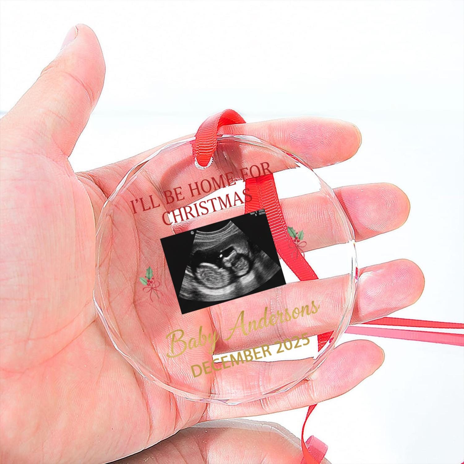 Custom Baby Ultrasound Christmas Ornament • Personalized Pregnancy Announcement Decoration • Due Date Keepsake December 2025