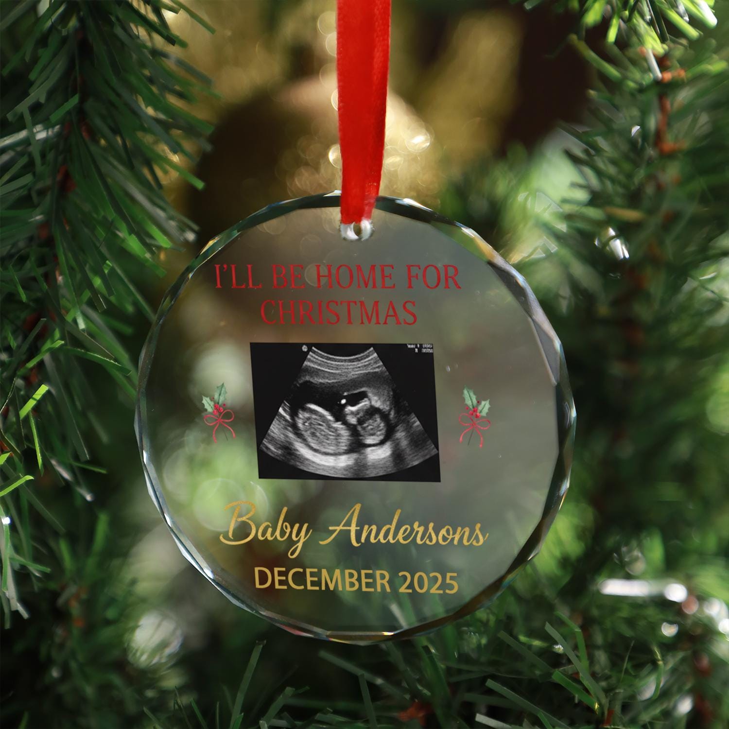 Custom Baby Ultrasound Christmas Ornament • Personalized Pregnancy Announcement Decoration • Due Date Keepsake December 2025