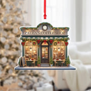 Personalized Coffee Shop Ornament: Custom Cafe Decor, Barista Gift