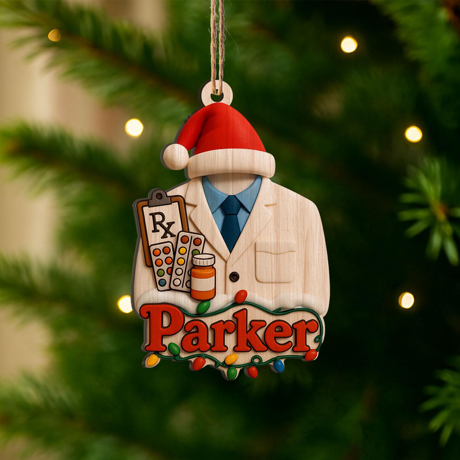 personalized Pharmacist ornament, pharmacy gift, custom RX Christmas ornament, medical professional holiday decor