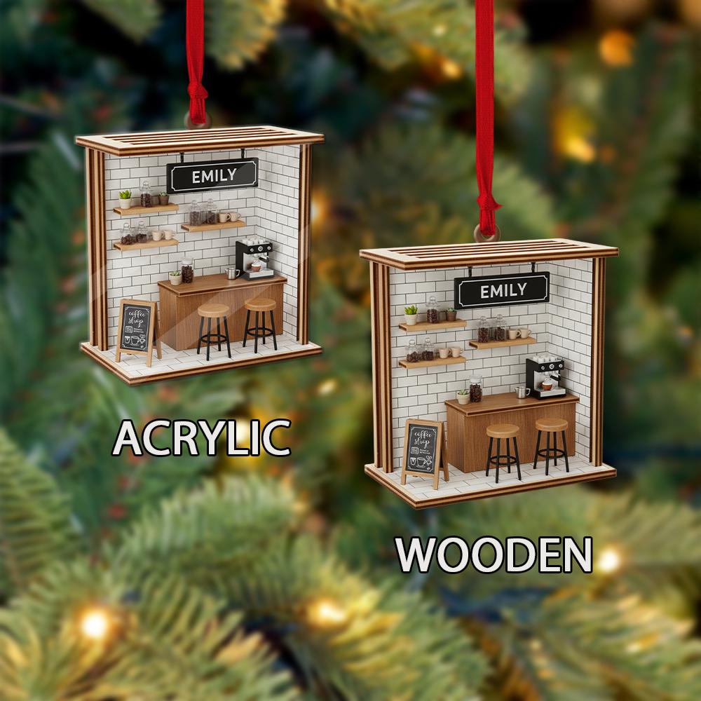 Personalized Coffee Shop Ornament: Custom Barista Gift