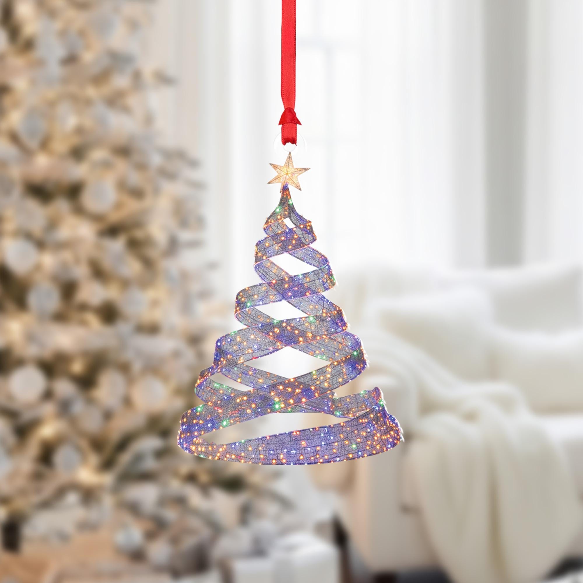 Christmas Tree Ornament – Sparkling Iridescent Holiday Decoration, Modern Glitter Tree Hanging