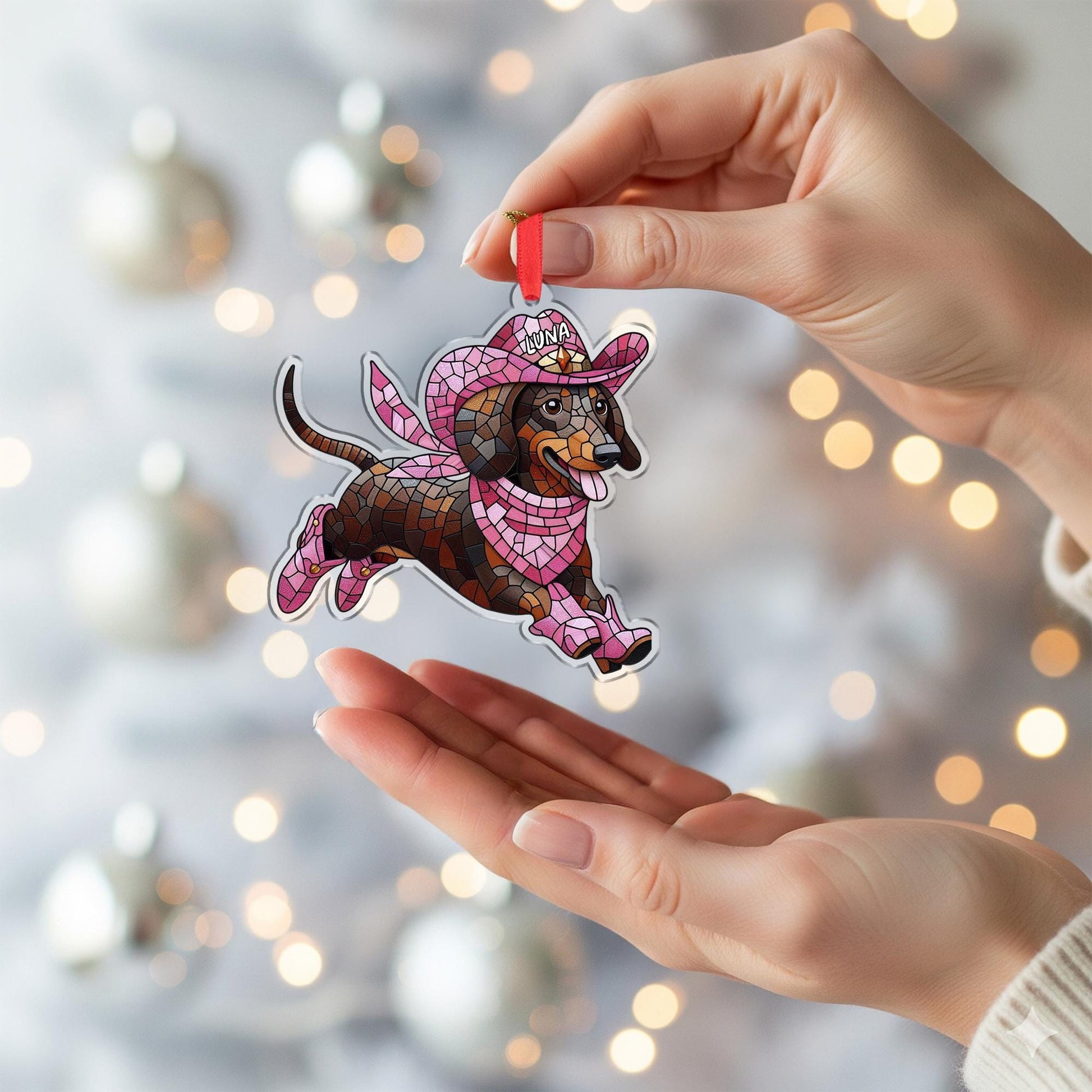 Cowboy Dachshund Ornament – Personalized Dog Christmas Decoration