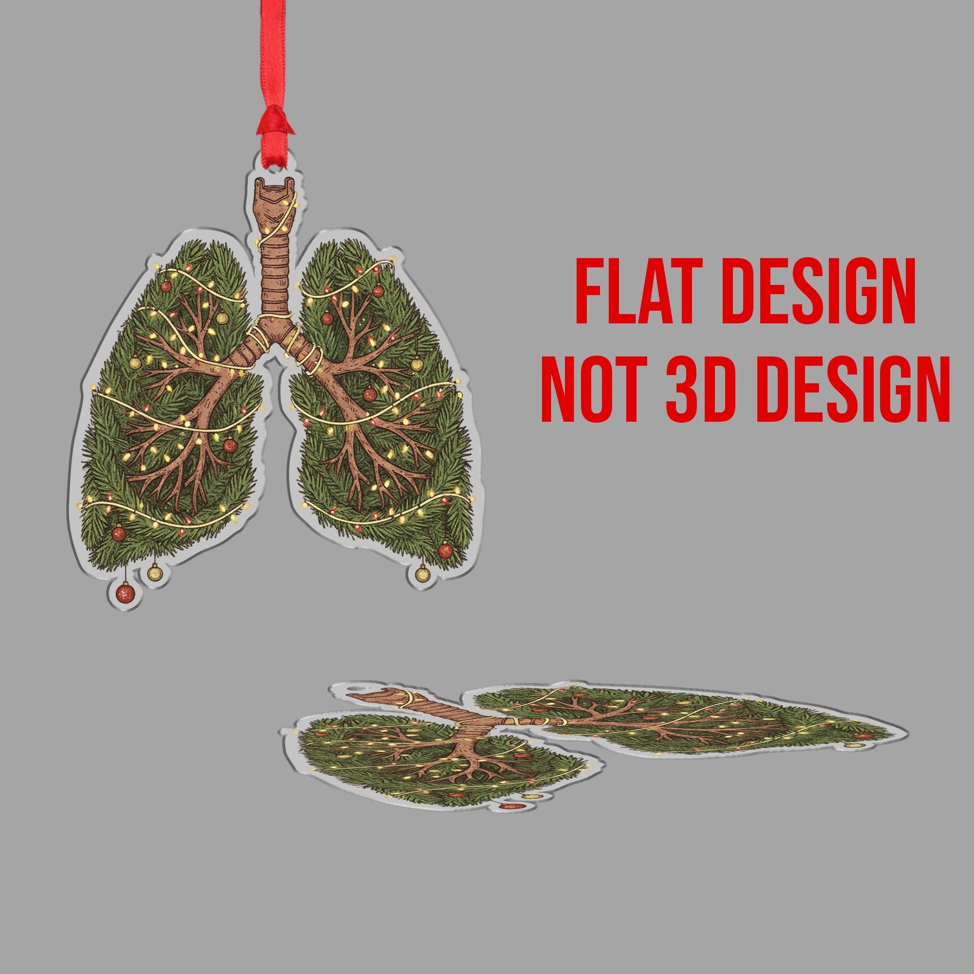 Christmas Lungs Ornament – Medical Tree Decoration for Nurse, Doctor, Respiratory Therapist
