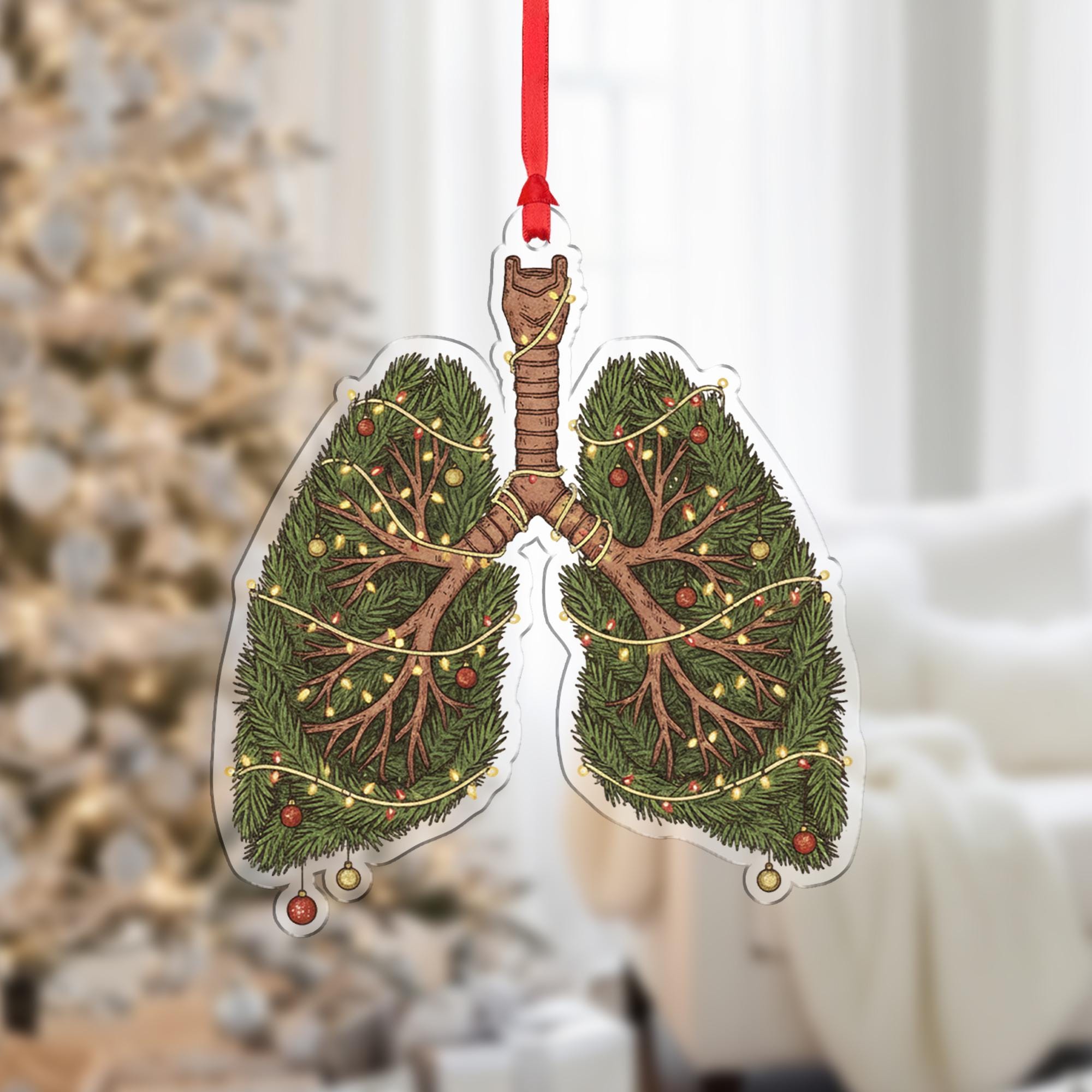 Christmas Lungs Ornament – Medical Tree Decoration for Nurse, Doctor, Respiratory Therapist