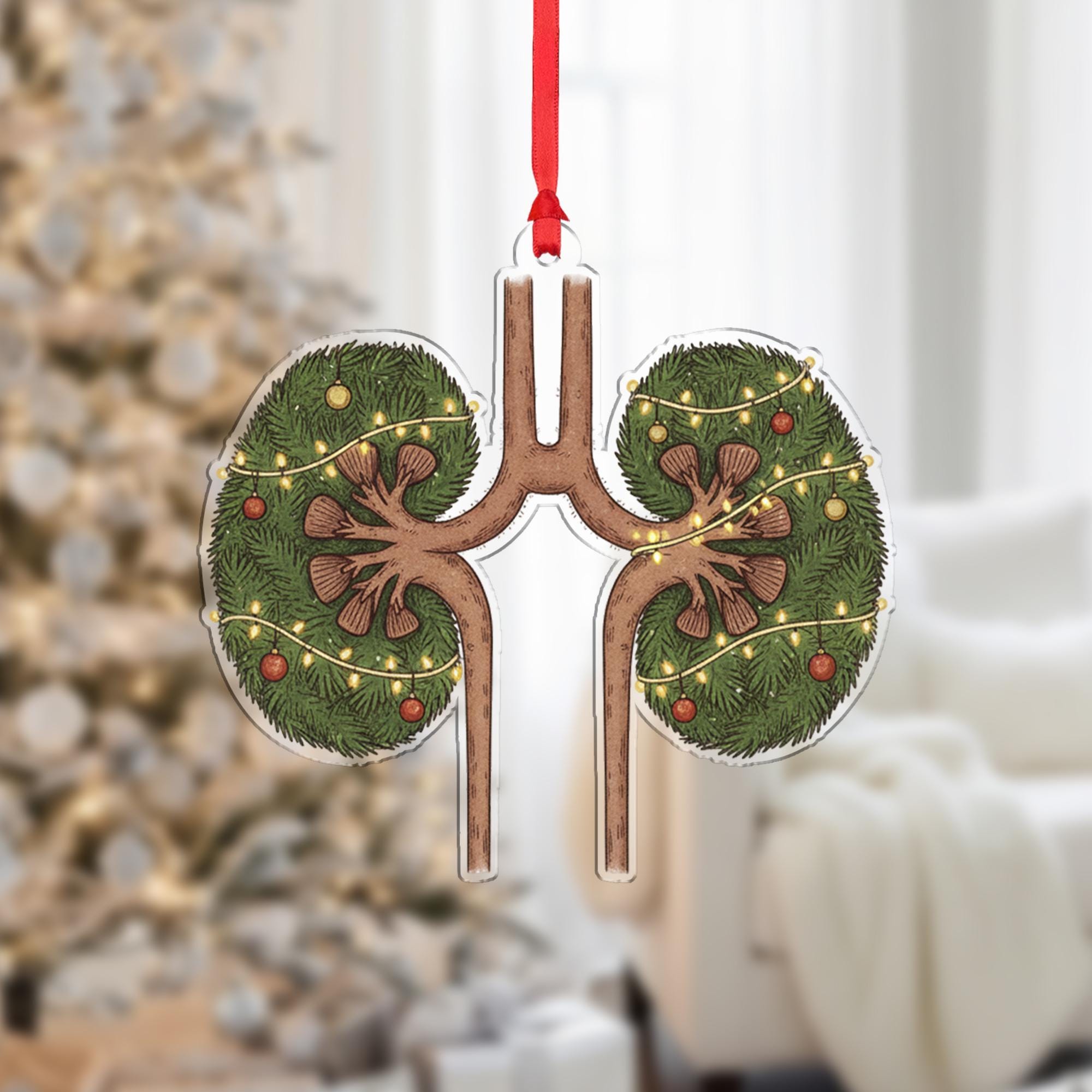 Christmas Kidneys Ornament – Medical Tree Decoration for Nurse, Doctor, Nephrologist