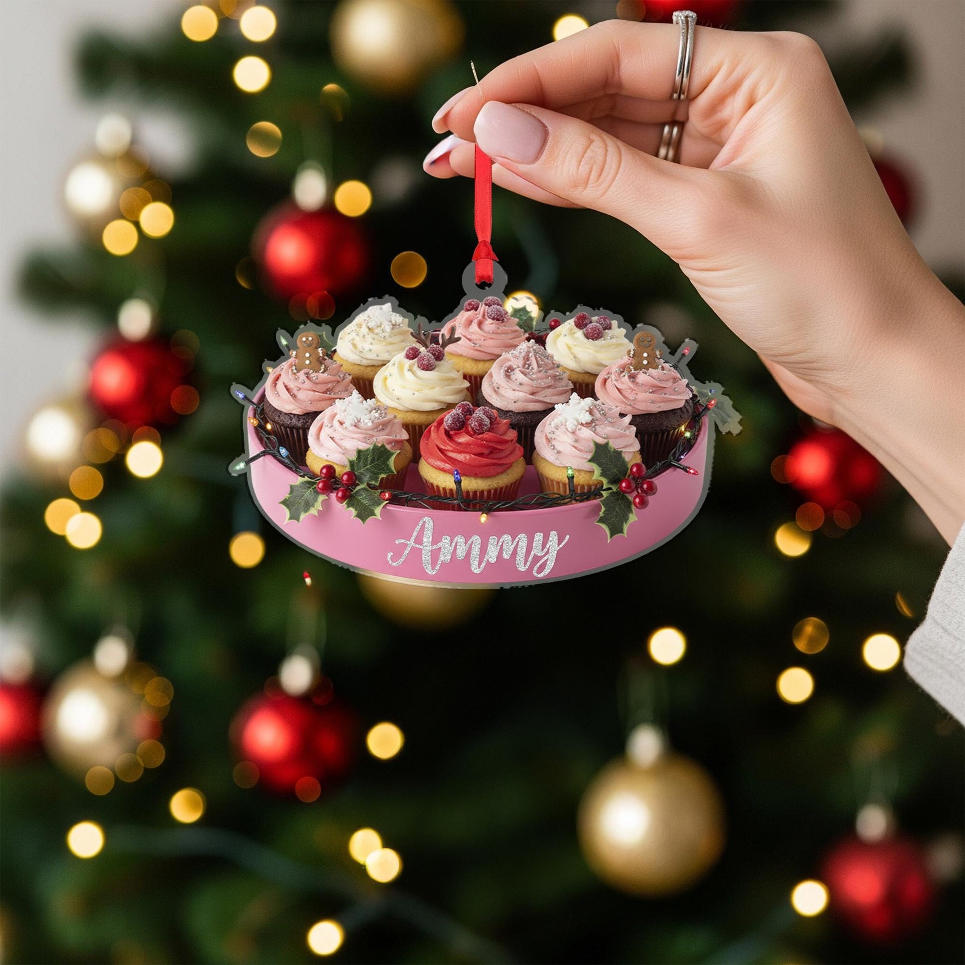 Personalized Cupcake Christmas Ornament – Holiday Tree Decoration with Frosted Desserts