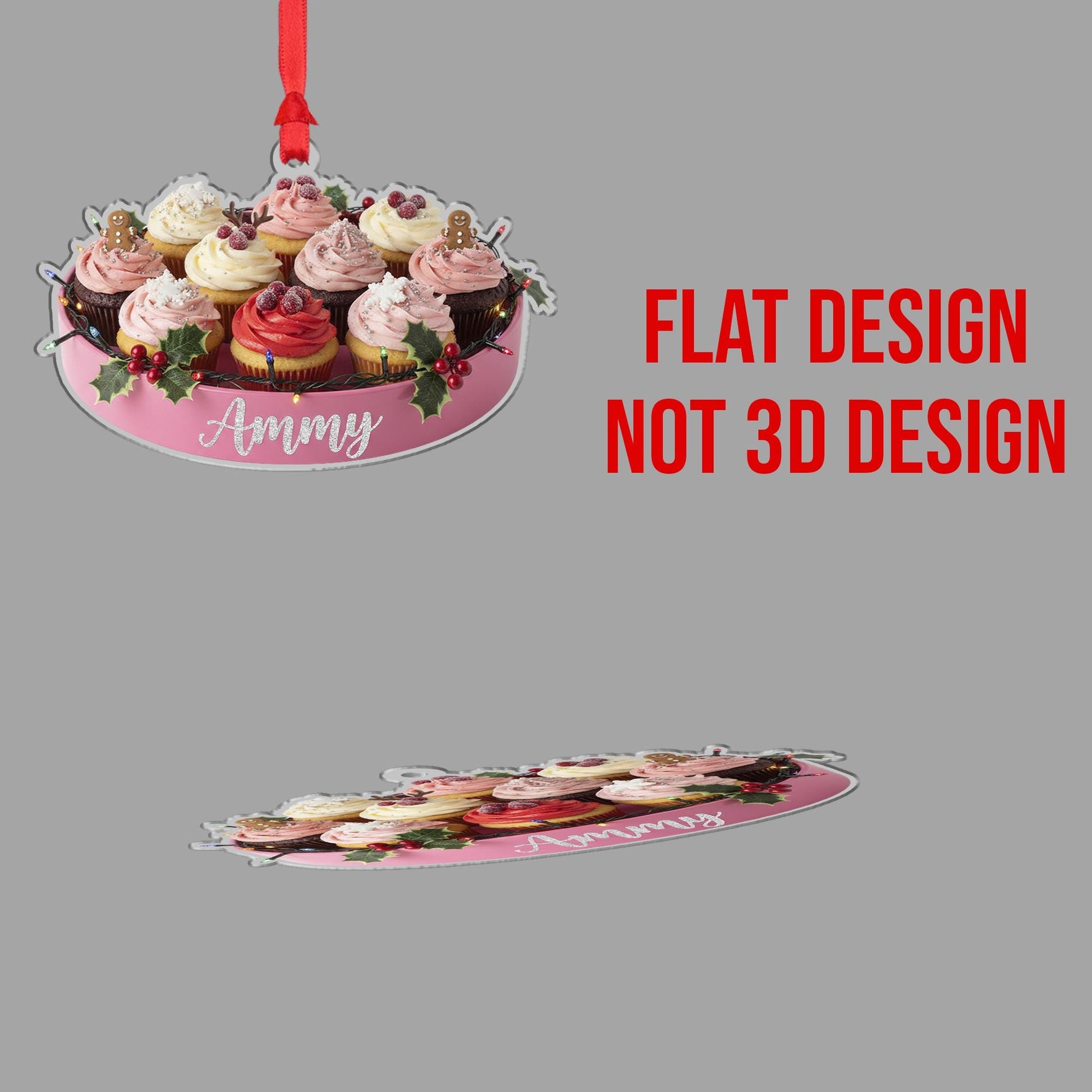 Personalized Cupcake Christmas Ornament – Holiday Tree Decoration with Frosted Desserts