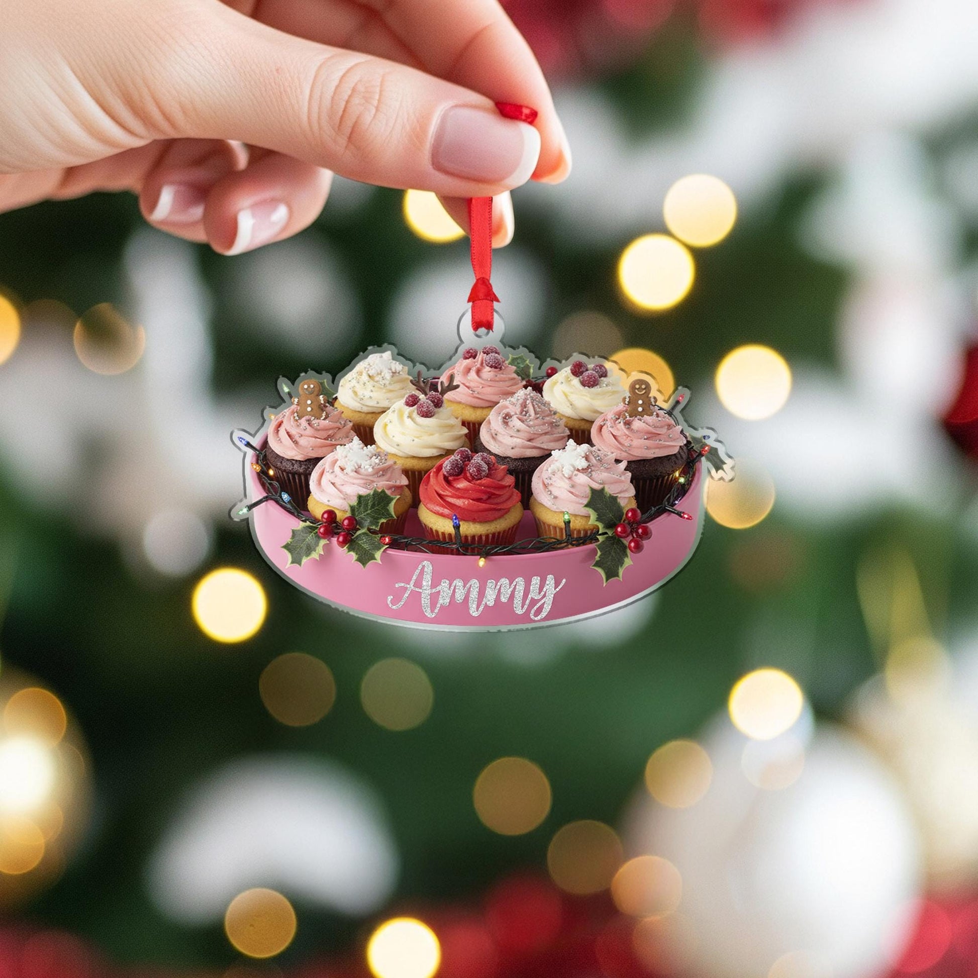 Personalized Cupcake Christmas Ornament – Holiday Tree Decoration with Frosted Desserts