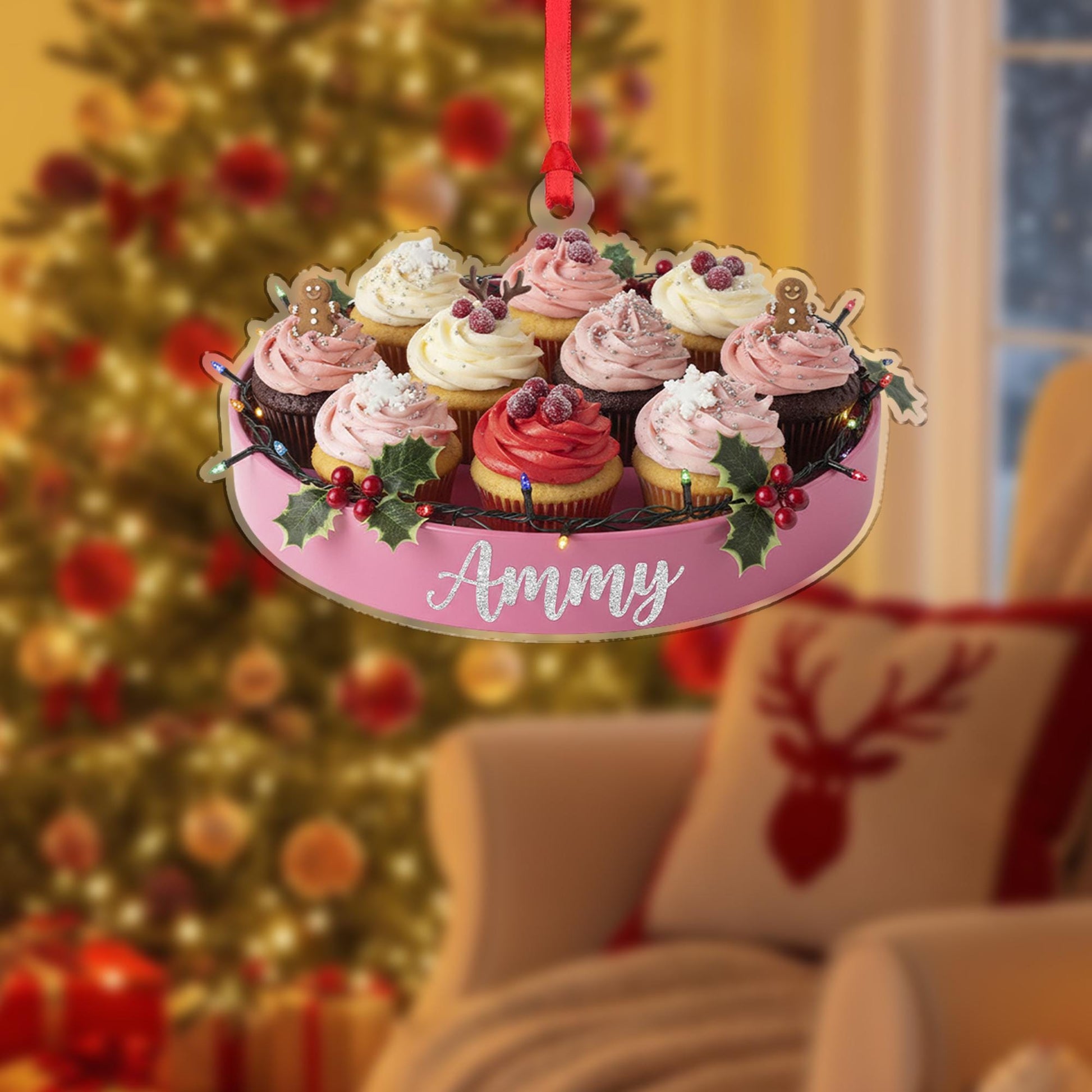Personalized Cupcake Christmas Ornament – Holiday Tree Decoration with Frosted Desserts