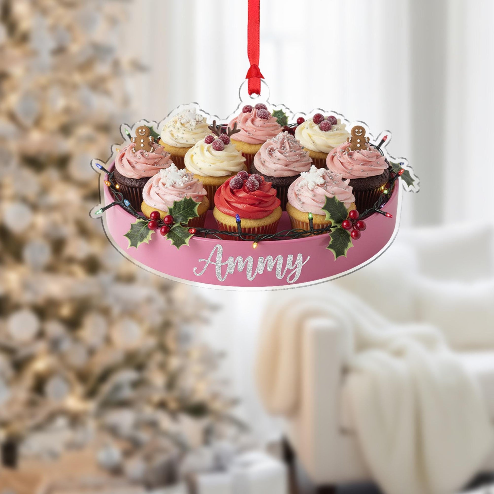 Personalized Cupcake Christmas Ornament – Holiday Tree Decoration with Frosted Desserts