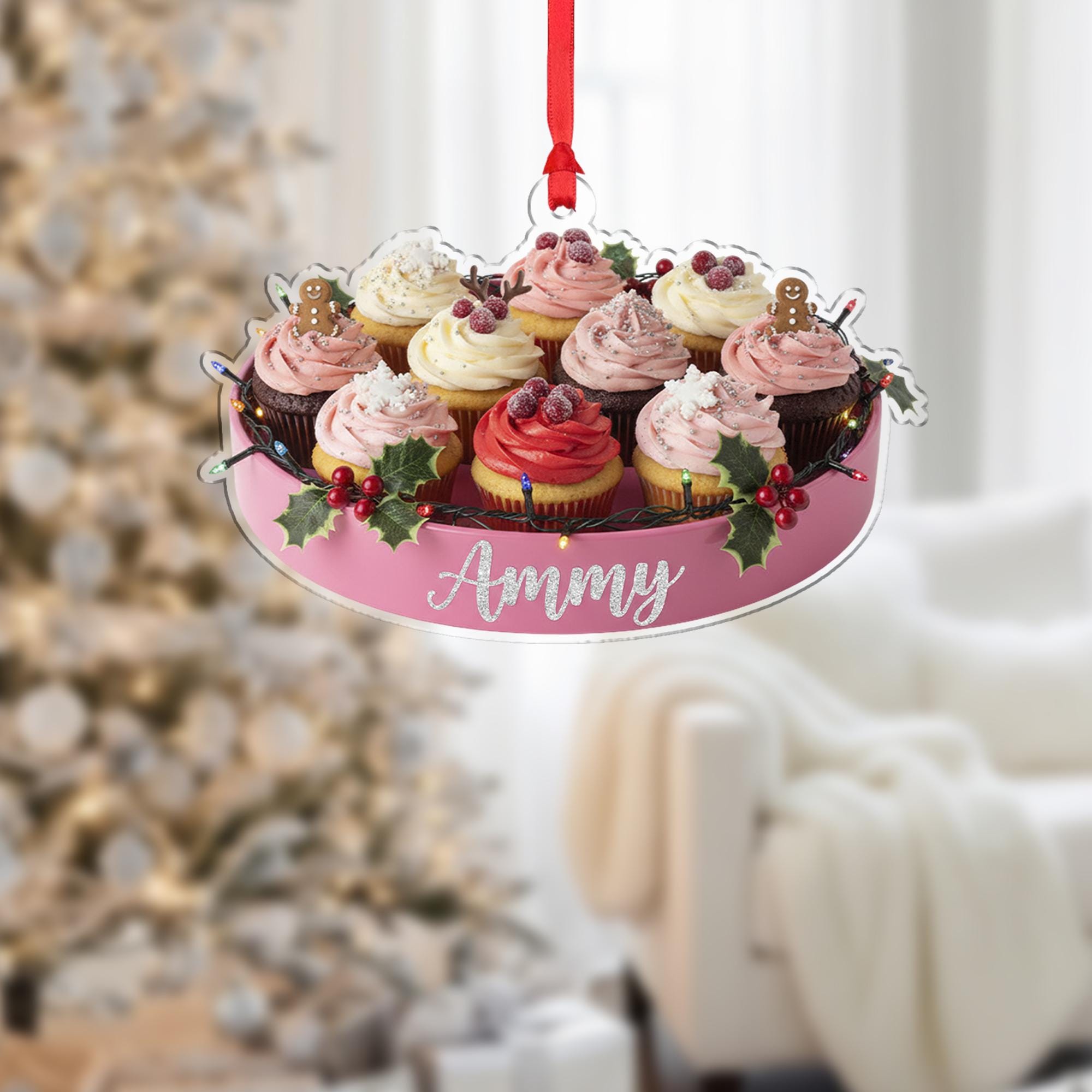 Personalized Cupcake Christmas Ornament – Holiday Tree Decoration with Frosted Desserts