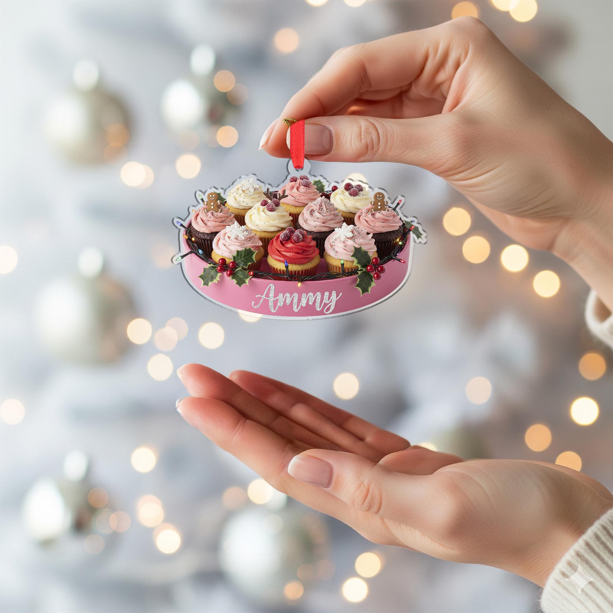 Personalized Cupcake Christmas Ornament – Holiday Tree Decoration with Frosted Desserts