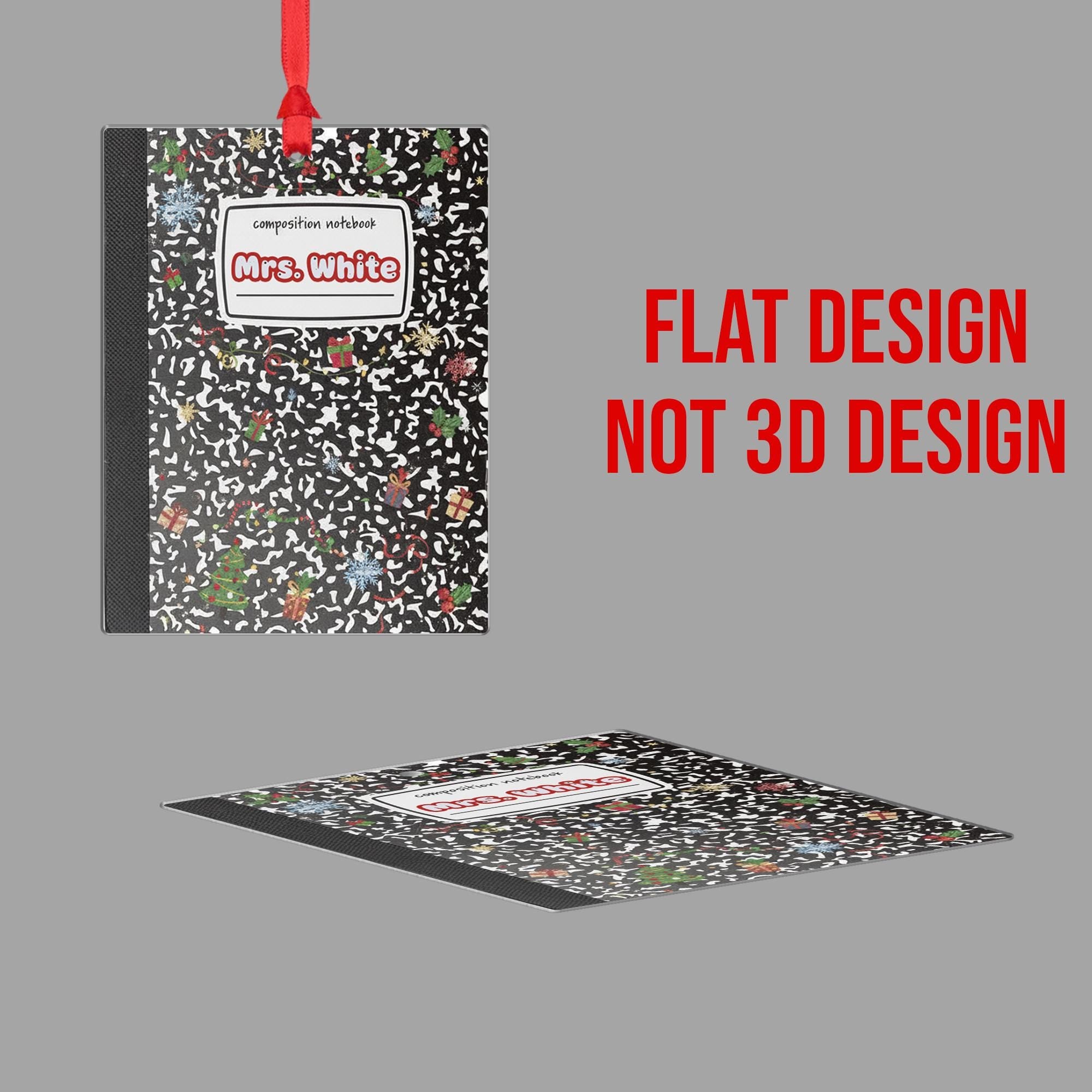 Personalized Composition Notebook Ornament – Custom Name Holiday Tree Decoration