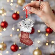 Personalized Baby Memorial Ornament Elephant Angel in Christmas Stocking, Infant Loss Keepsake
