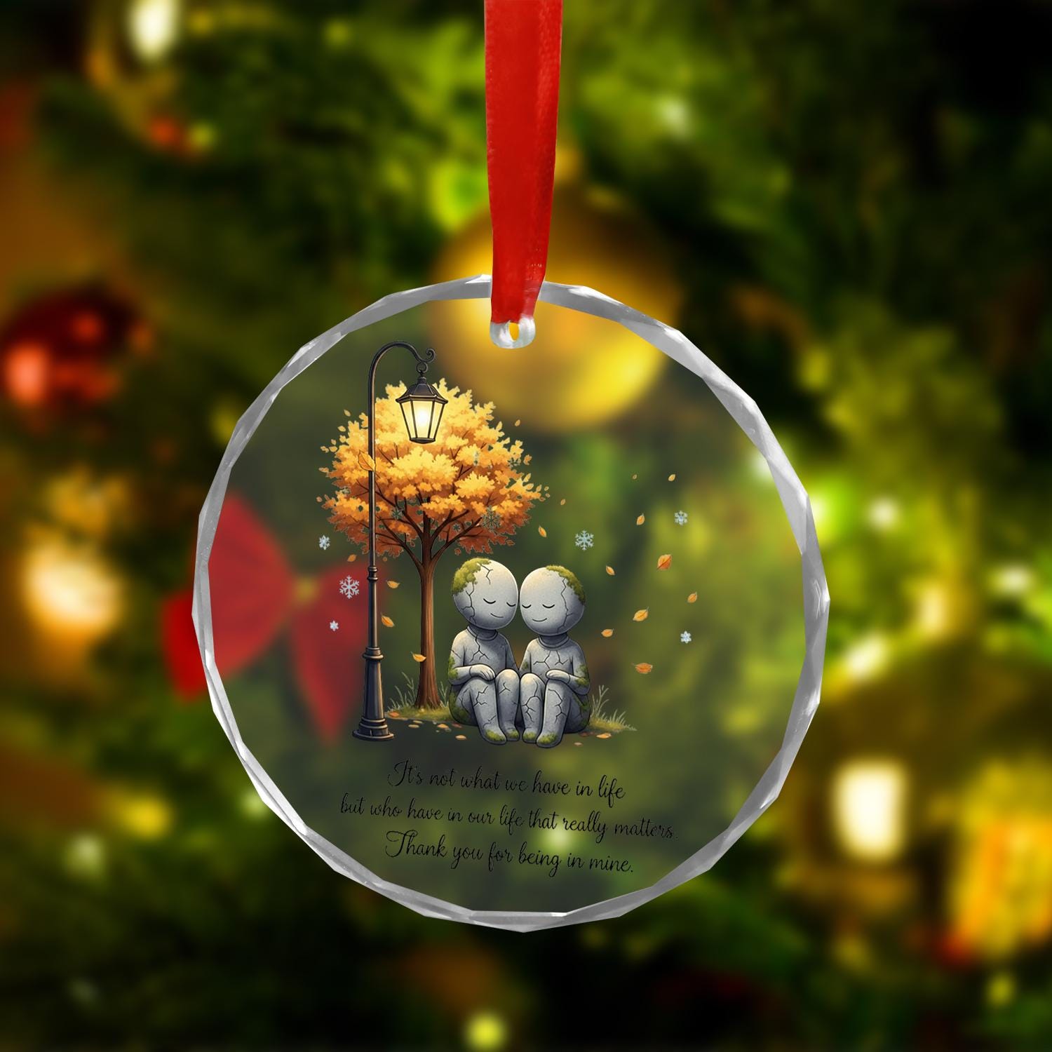 Couple Glass Ornament – Romantic Quote Keepsake, Personalized Anniversary Gift