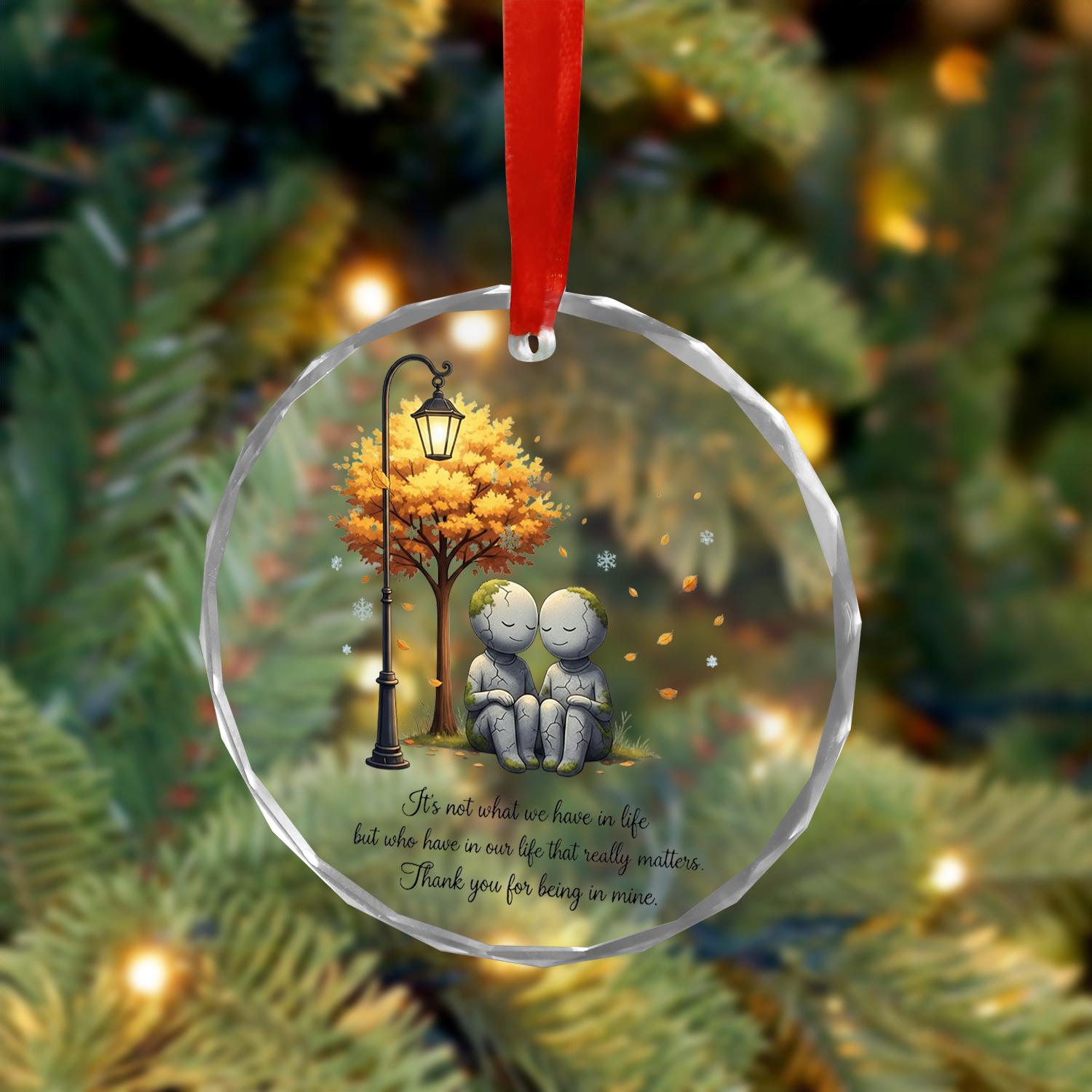 Couple Glass Ornament – Romantic Quote Keepsake, Personalized Anniversary Gift