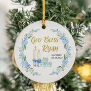 Custom God Bless Ornament – Baby Baptism Christening Keepsake with Name and Date
