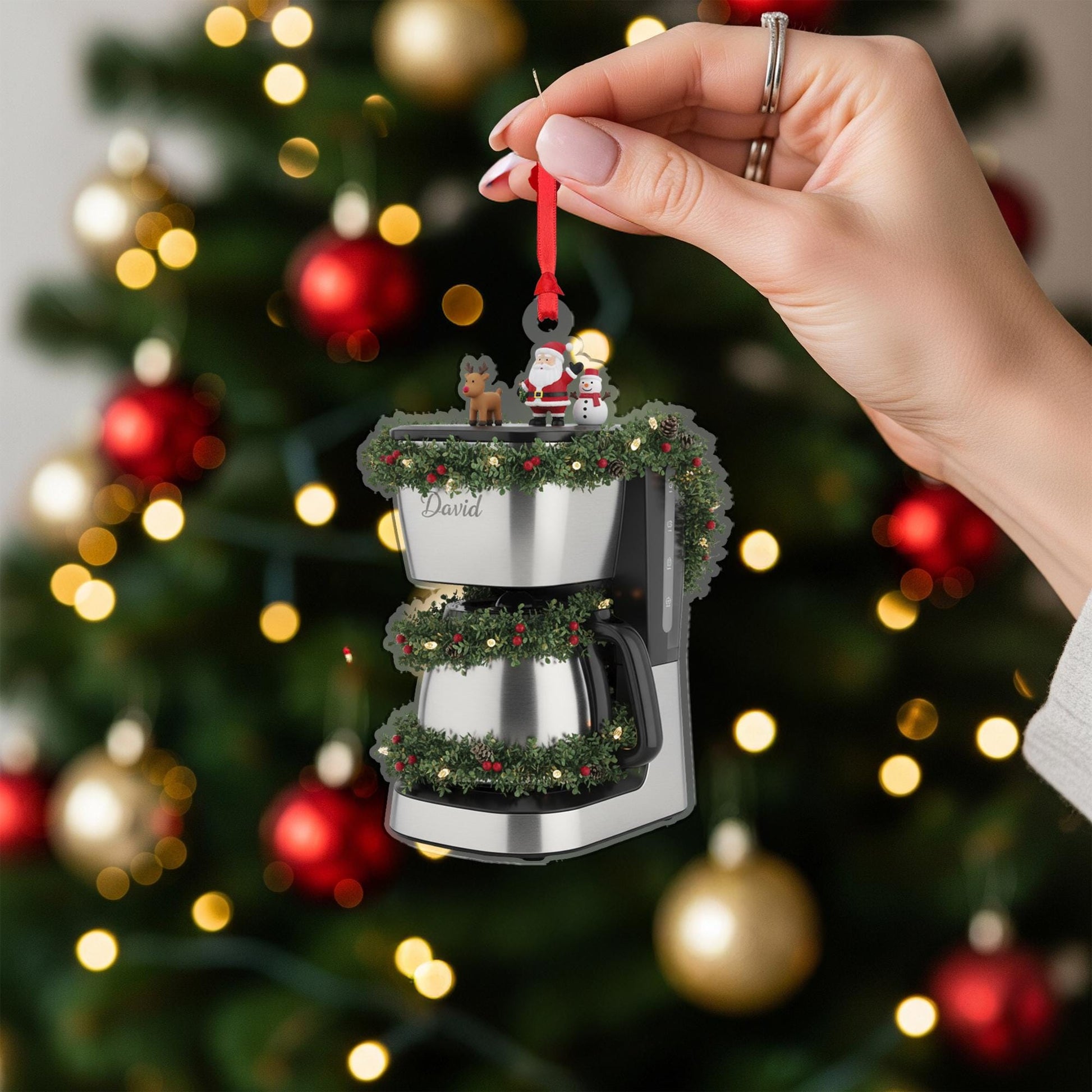 Personalized Coffee Maker Ornament – Kitchen Appliance Christmas Decoration
