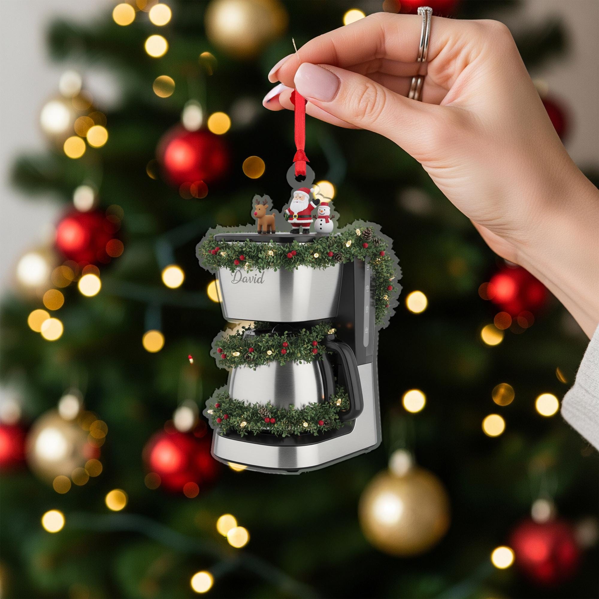 Personalized Coffee Maker Ornament – Kitchen Appliance Christmas Decoration