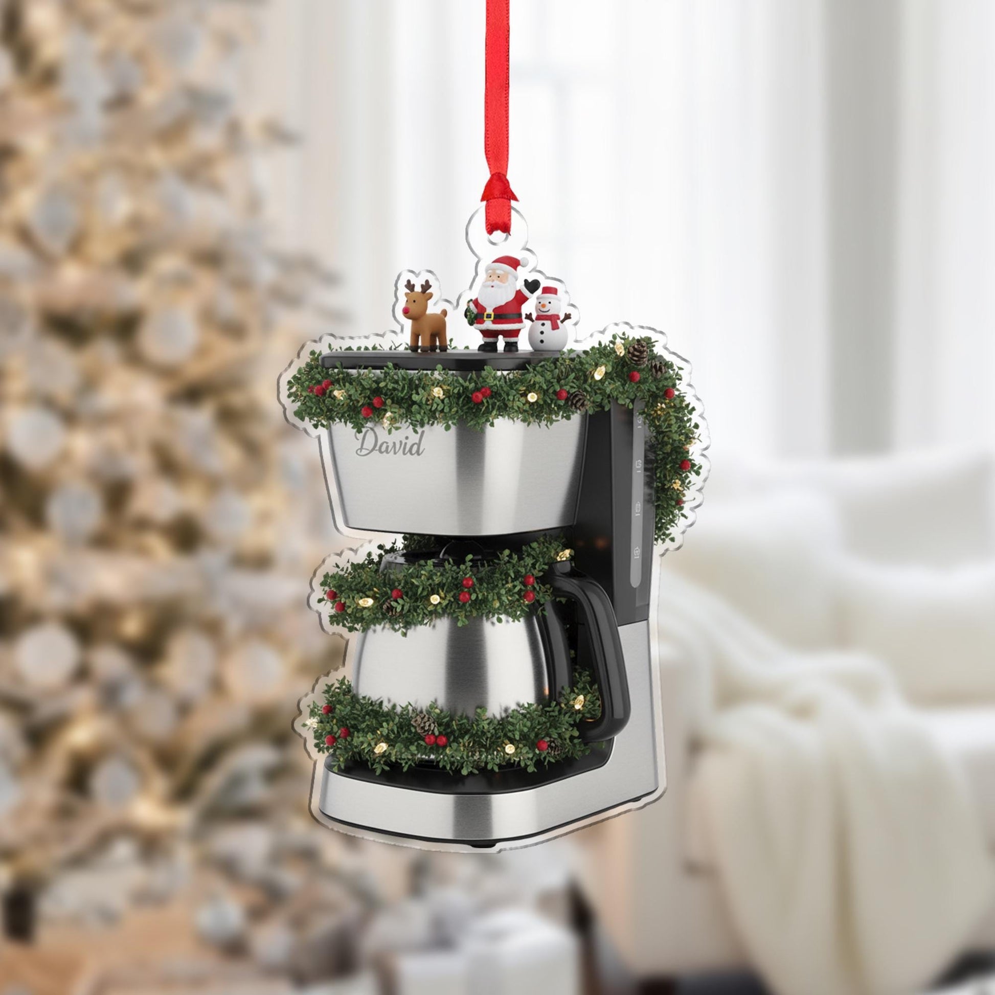 Personalized Coffee Maker Ornament – Kitchen Appliance Christmas Decoration