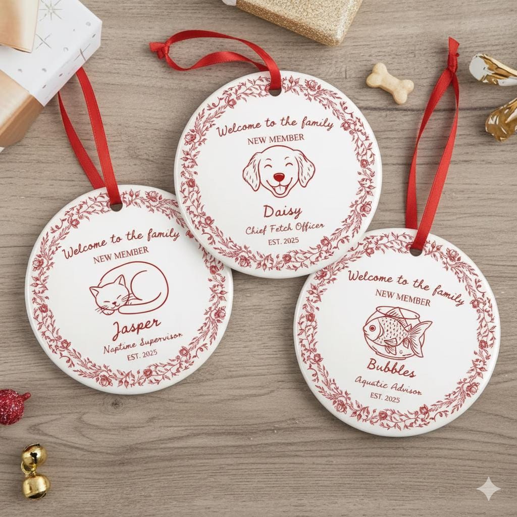 Personalized Pet Ornament – Custom Ceramic New Family Member Keepsake
