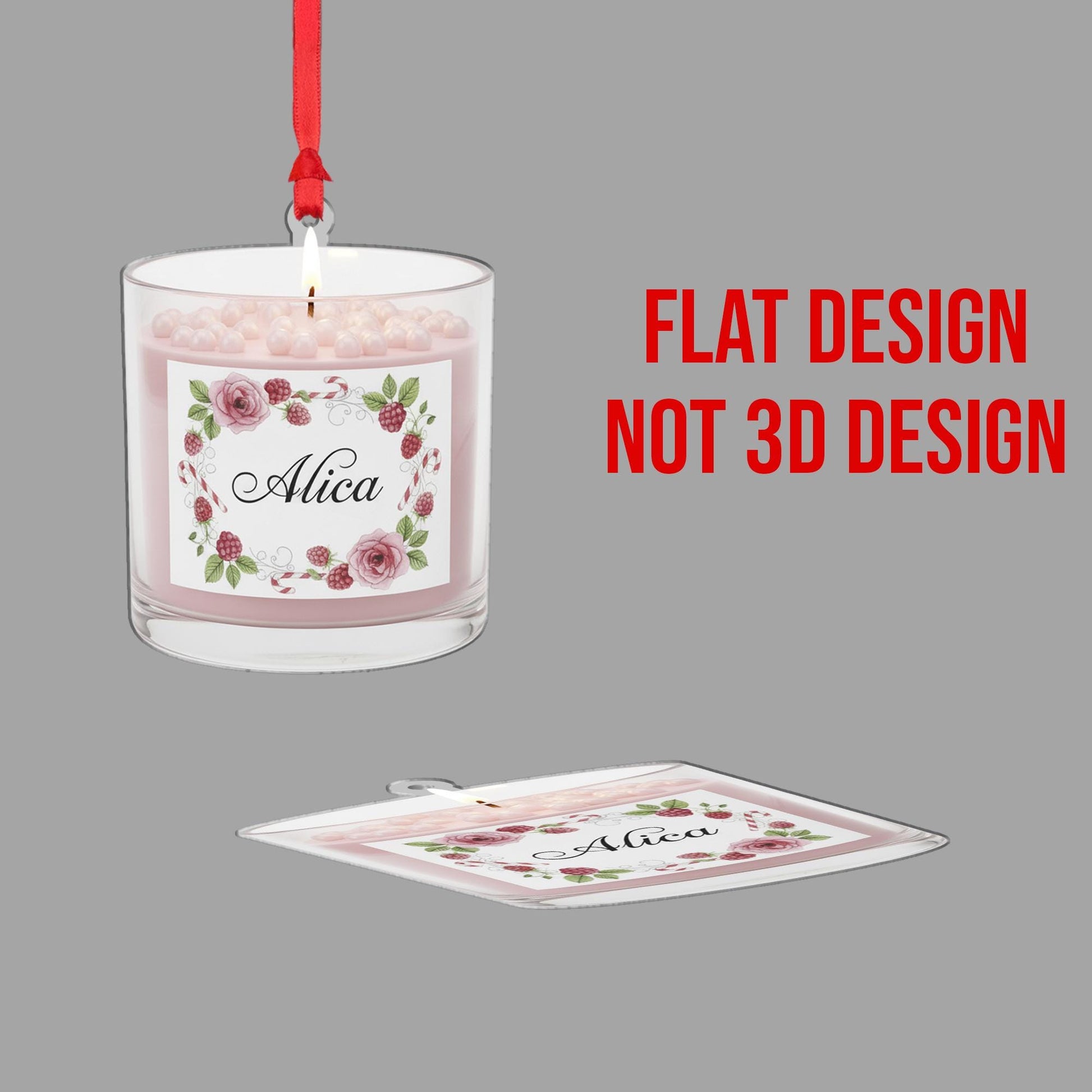 Personalized Scented Candle Ornament – Glass Decoration with Floral Label