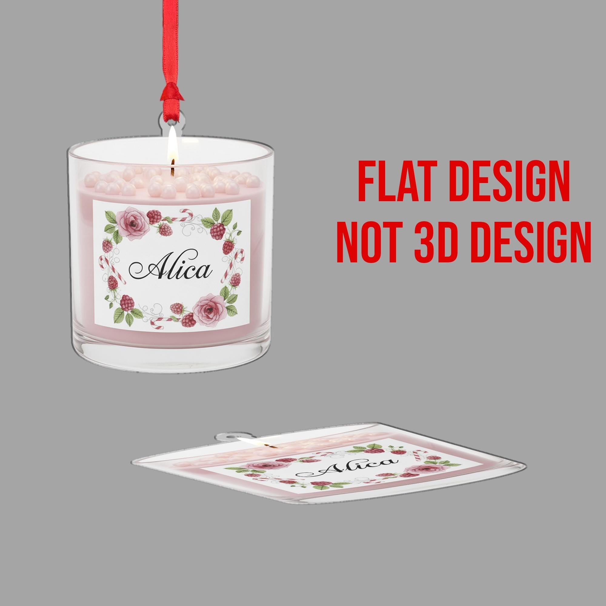 Personalized Scented Candle Ornament – Glass Decoration with Floral Label