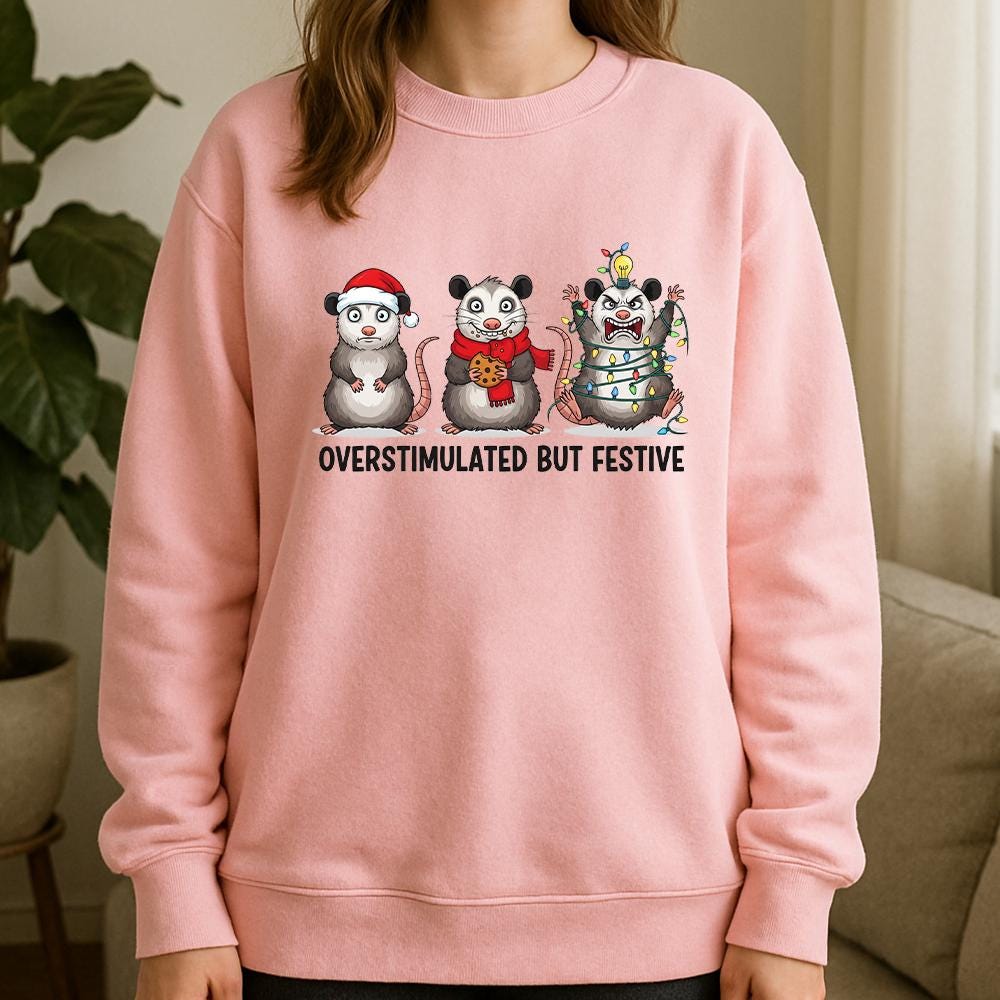 Christmas Sweatshirt – Possum Design with Lights and Holiday Pullover
