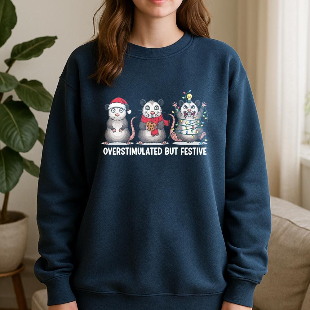 Christmas Sweatshirt – Possum Design with Lights and Holiday Pullover