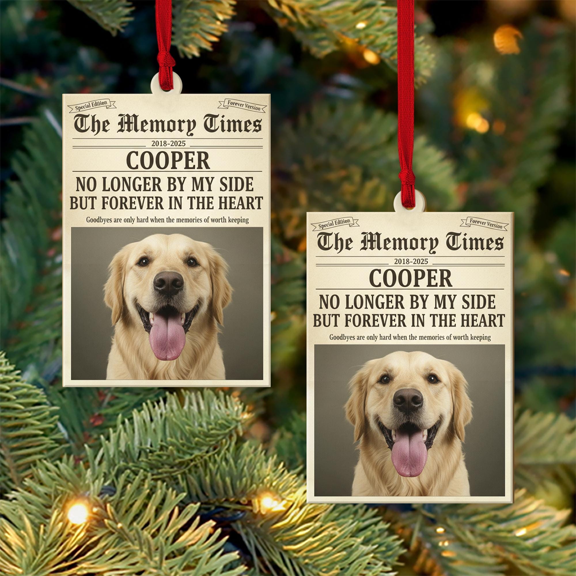 Personalized Pet Memorial Ornament – Custom Dog Photo Remembrance Christmas Decoration