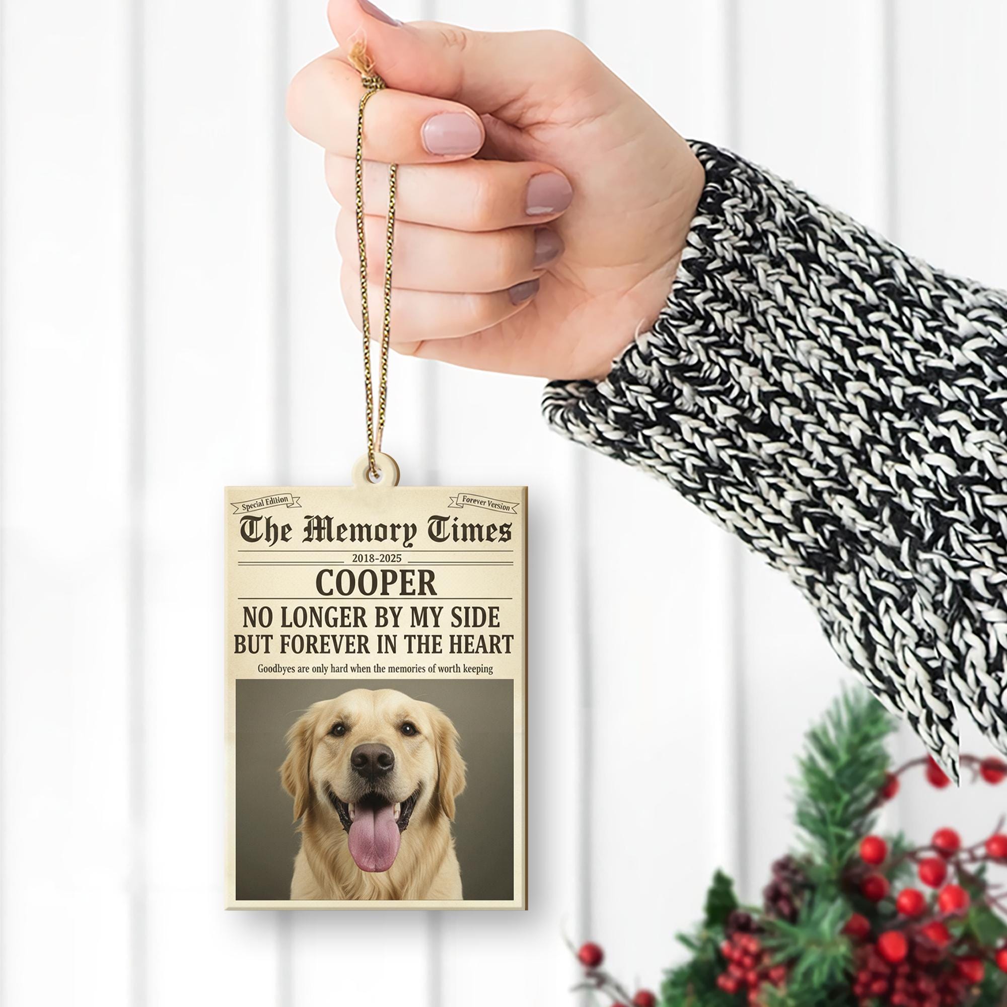 Personalized Pet Memorial Ornament – Custom Dog Photo Remembrance Christmas Decoration