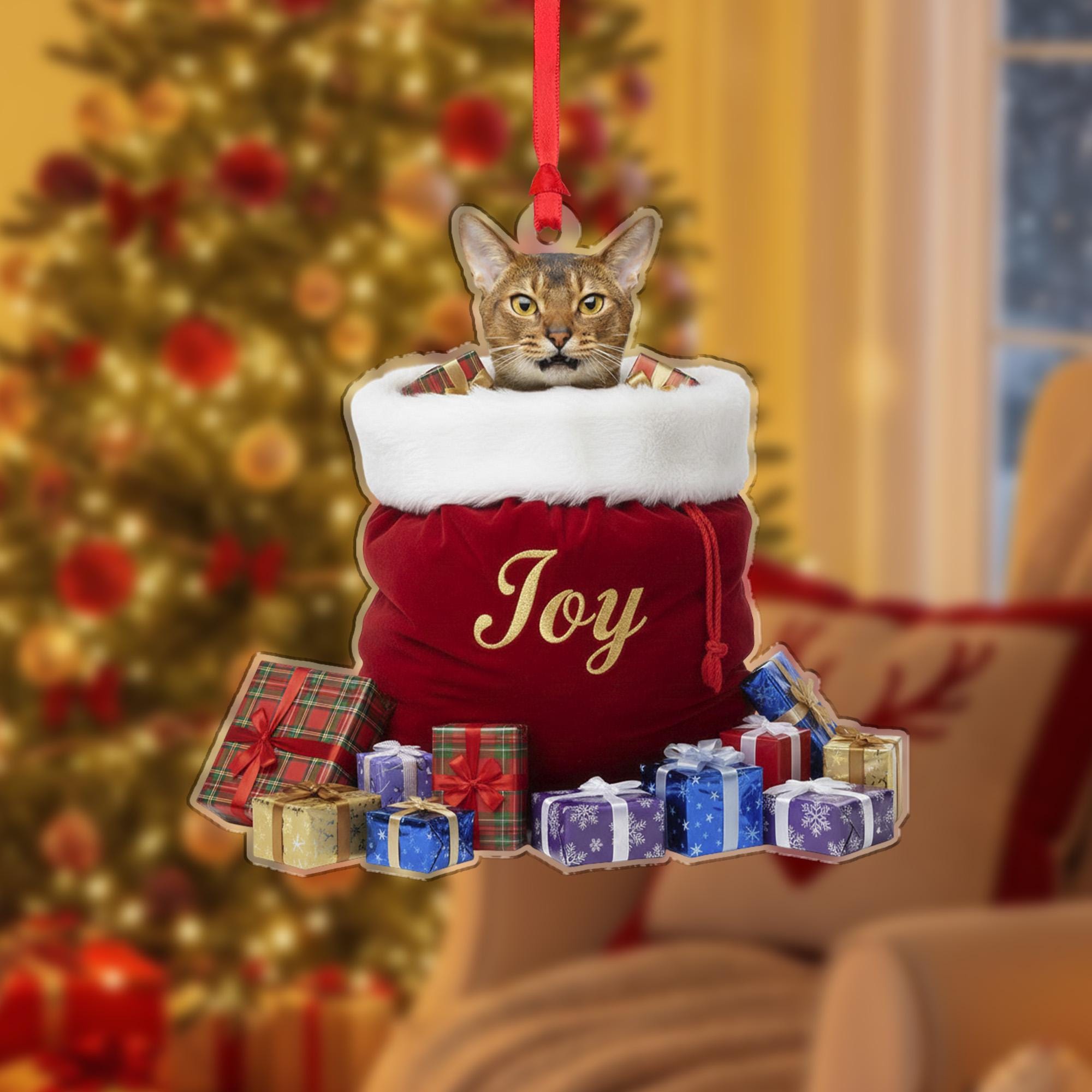 Custom Cat Photo Ornament – Personalized Pet Stocking Decoration