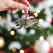 Crocodile Christmas Ornament – Alligator Decoration with Santa Hat and Lights