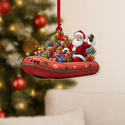 Personalized Santa Ornament Inflatable Boat with Gifts Christmas Tree Decoration
