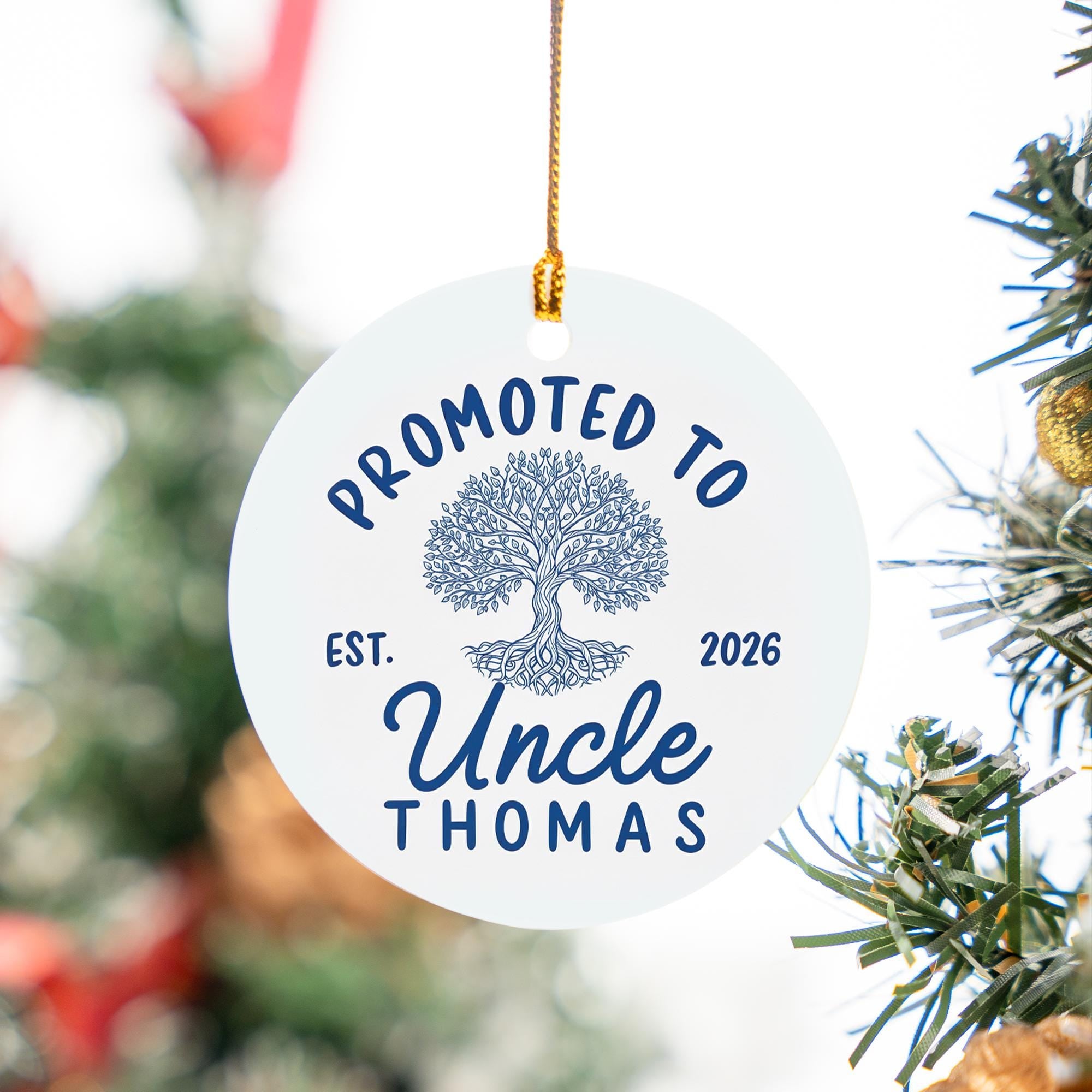 Promoted to Uncle Ceramic Ornament: Personalized Pregnancy Announcement Gift