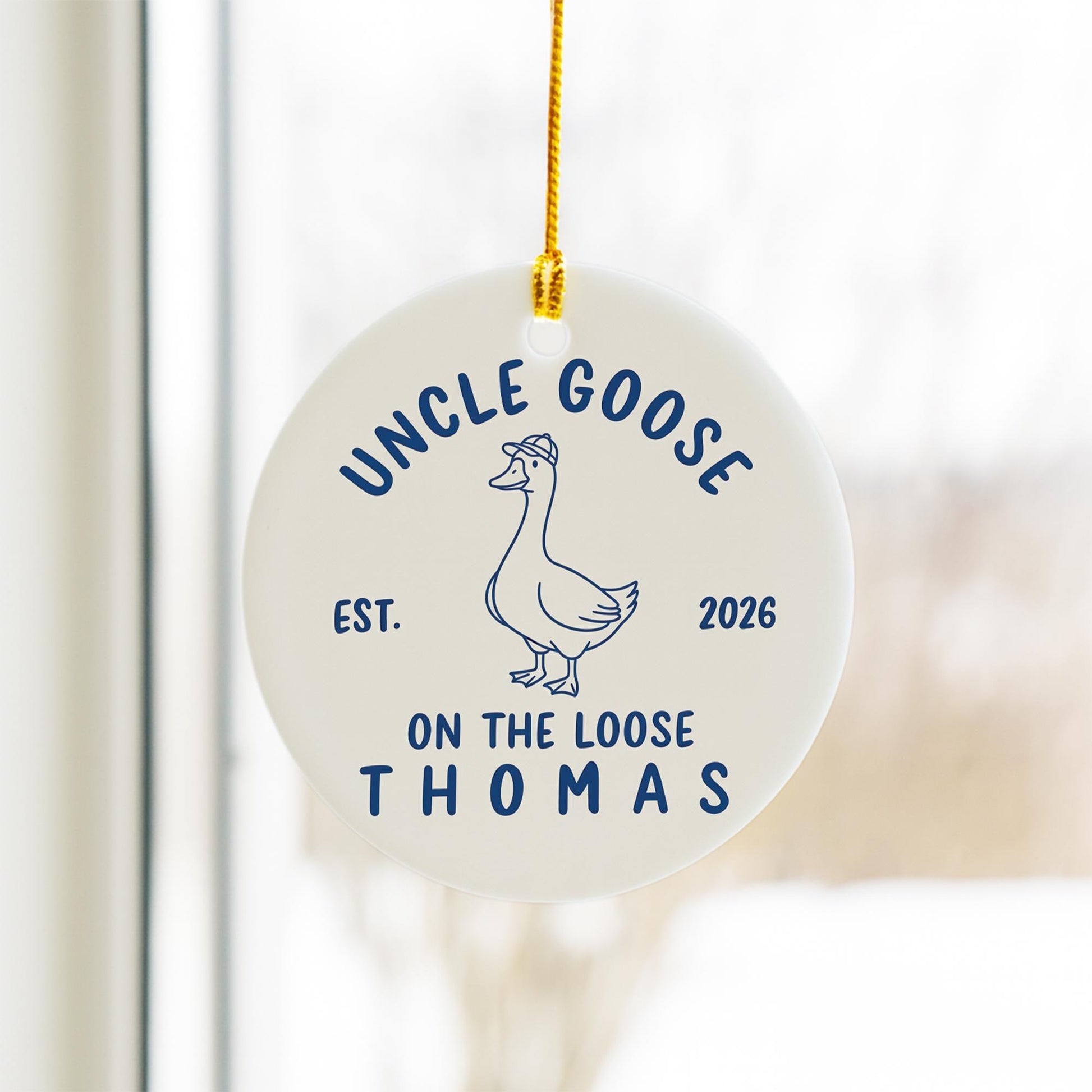 Personalized Uncle Goose Ornament: Funny New Uncle Pregnancy Announcement Gift