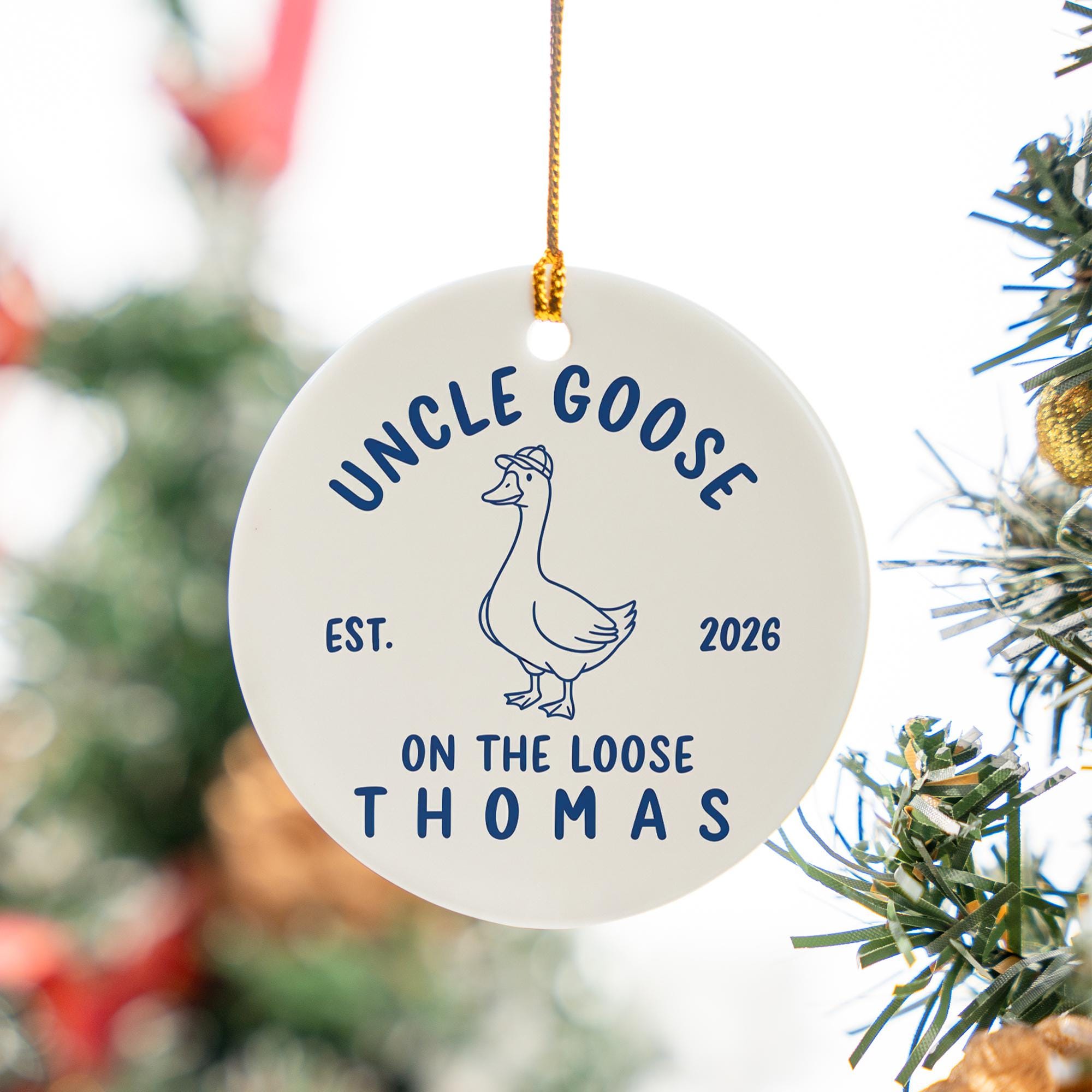 Personalized Uncle Goose Ornament: Funny New Uncle Pregnancy Announcement Gift