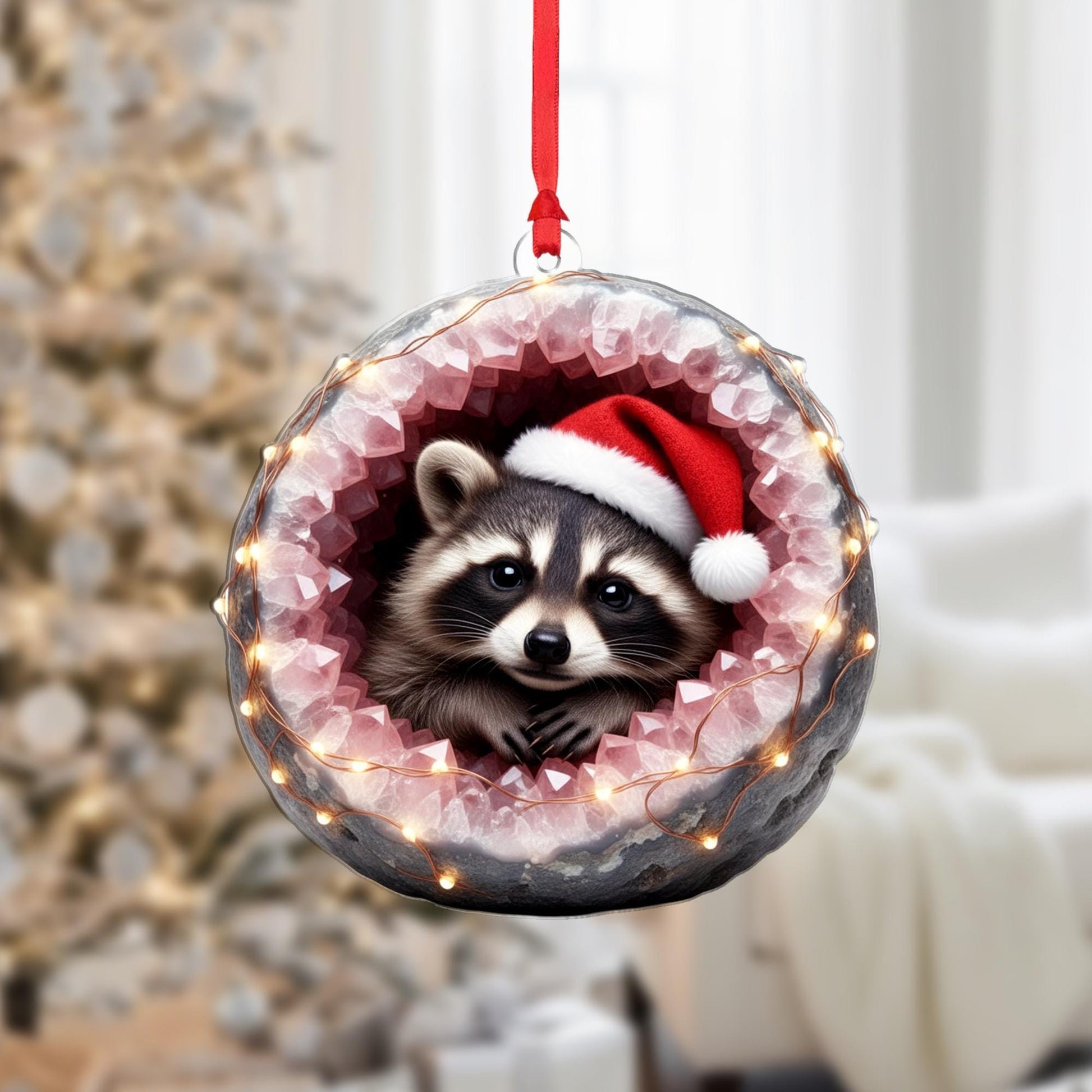 Christmas Raccoon Ornament: Cute Animal Xmas Tree Decoration