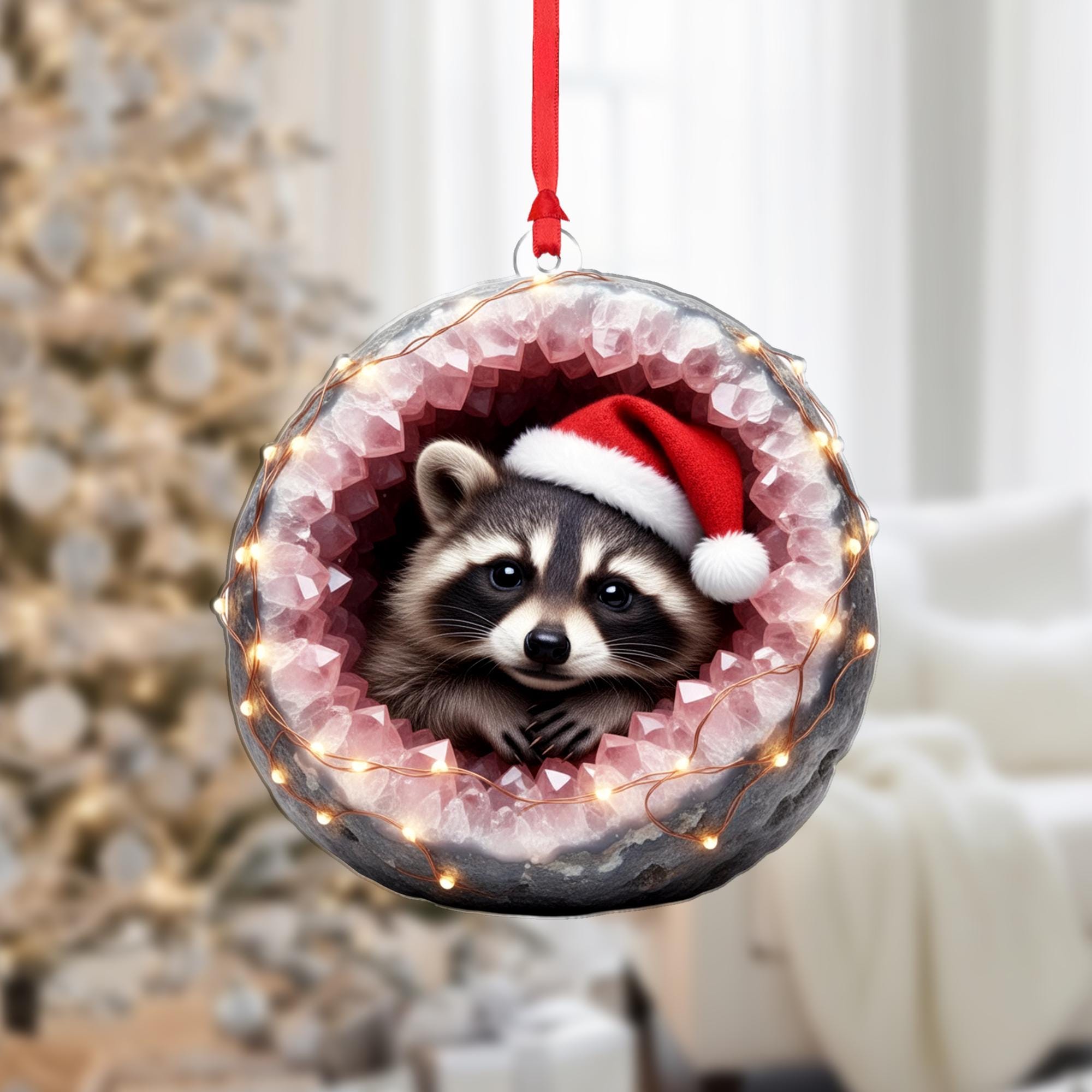 Christmas Raccoon Ornament: Cute Animal Xmas Tree Decoration