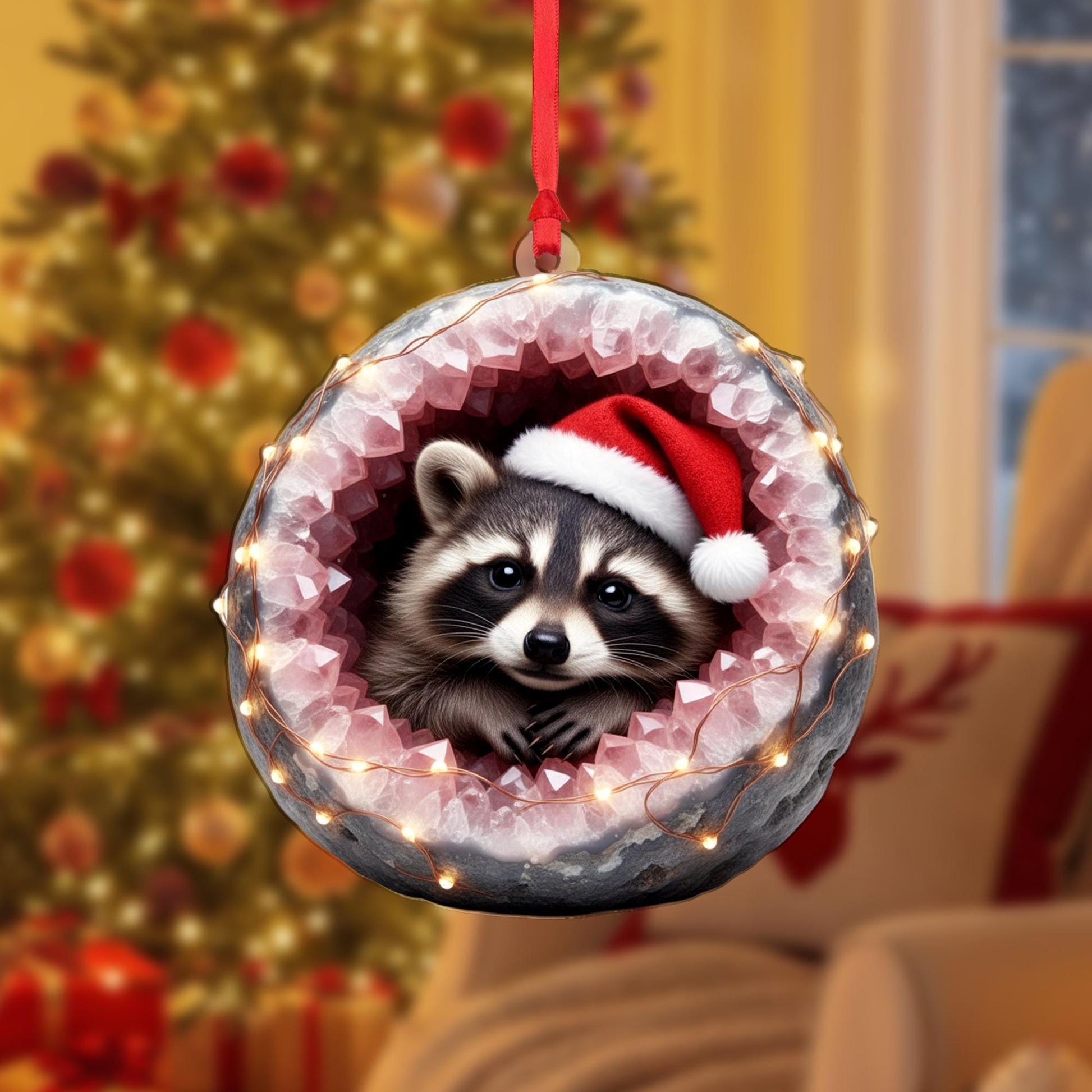 Christmas Raccoon Ornament: Cute Animal Xmas Tree Decoration