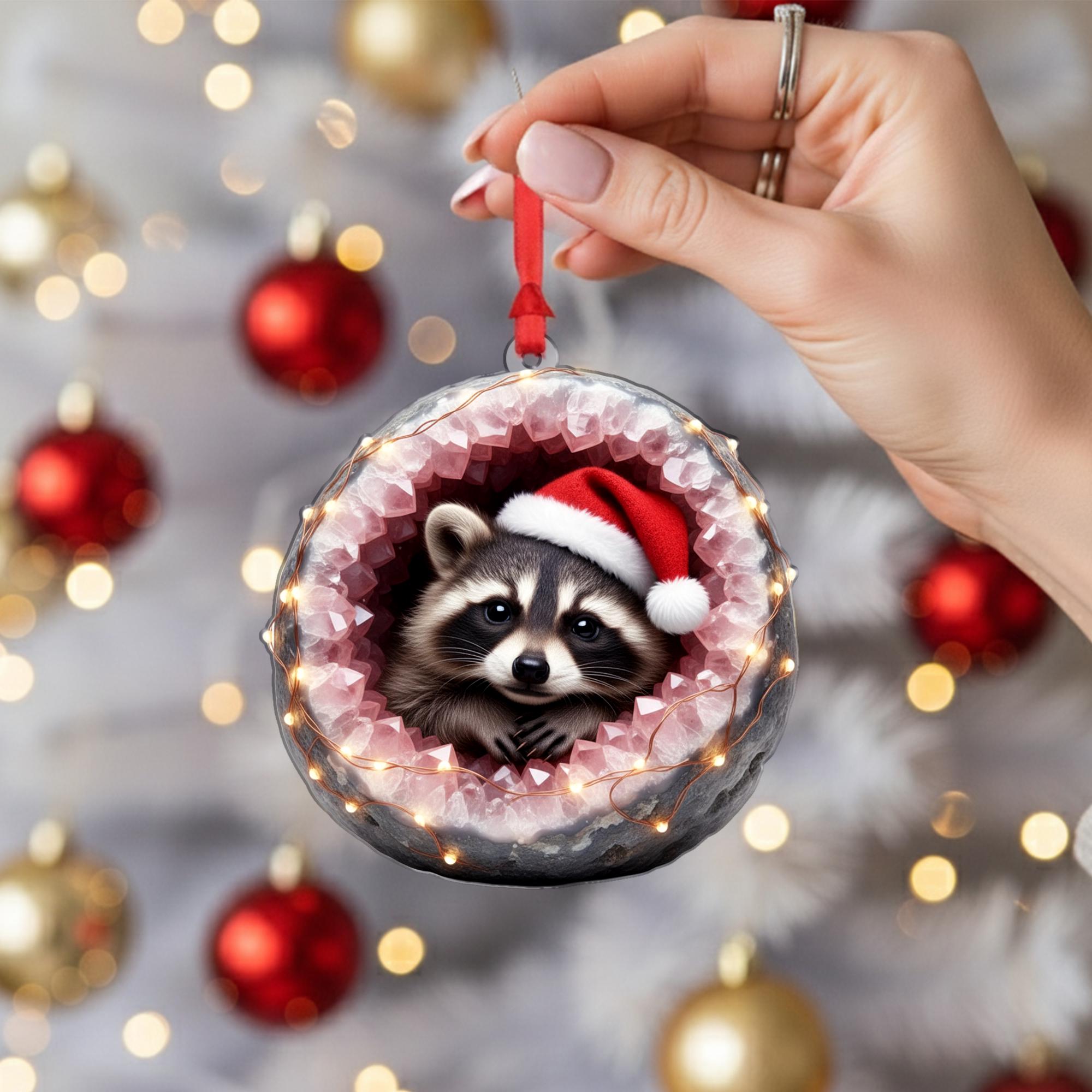 Christmas Raccoon Ornament: Cute Animal Xmas Tree Decoration