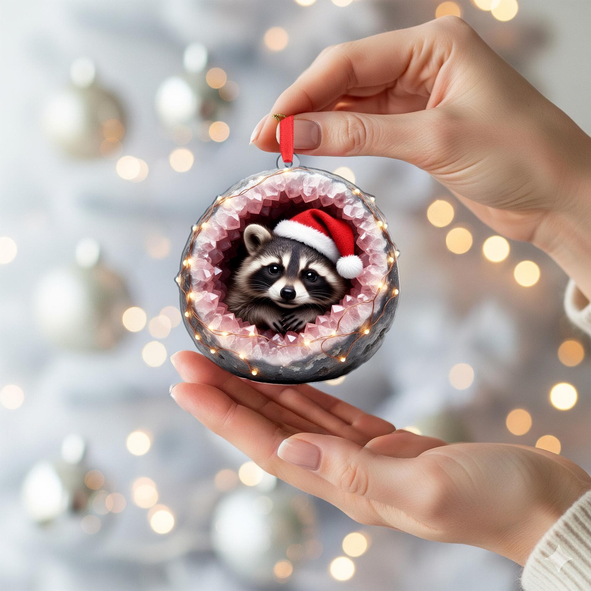 Christmas Raccoon Ornament: Cute Animal Xmas Tree Decoration