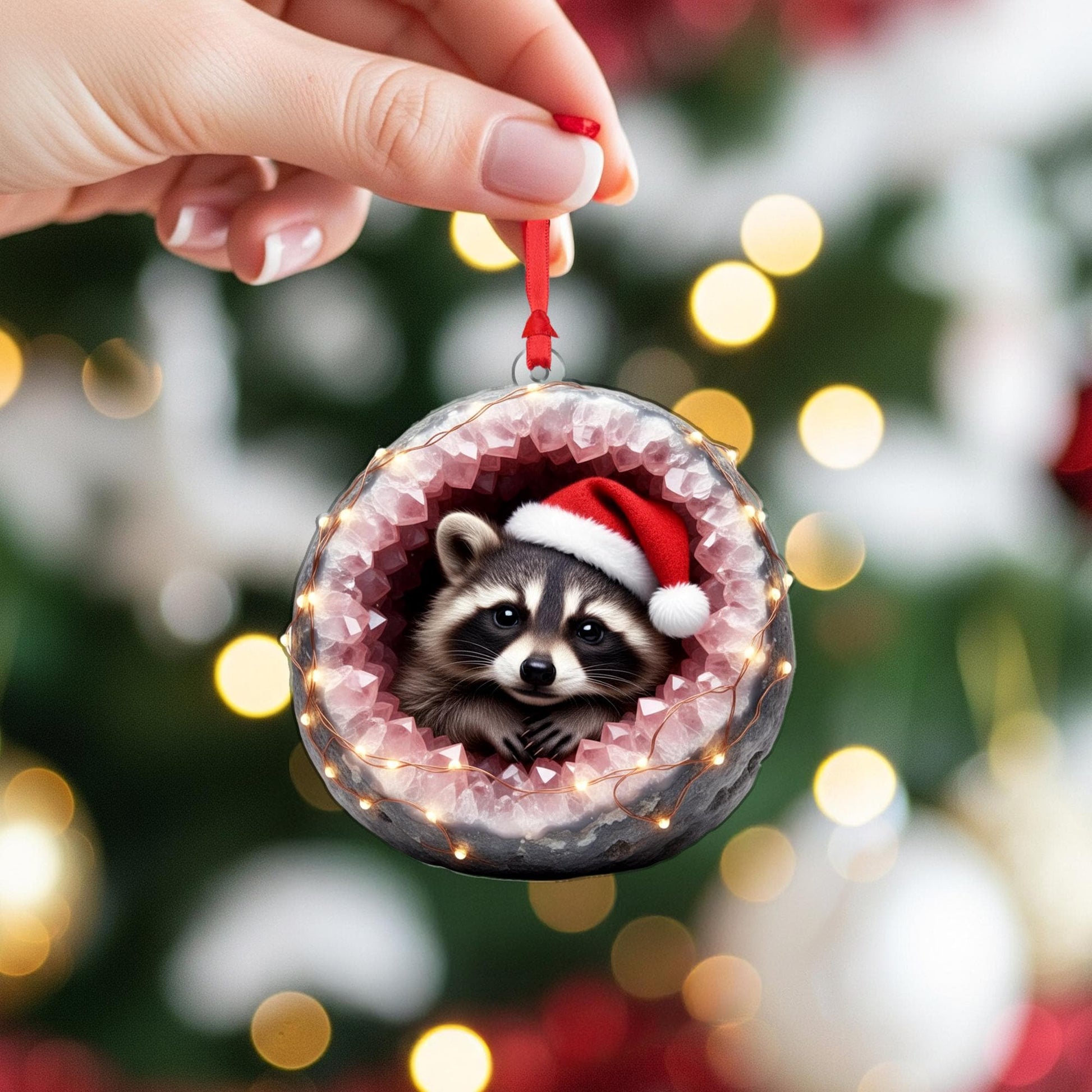 Christmas Raccoon Ornament: Cute Animal Xmas Tree Decoration